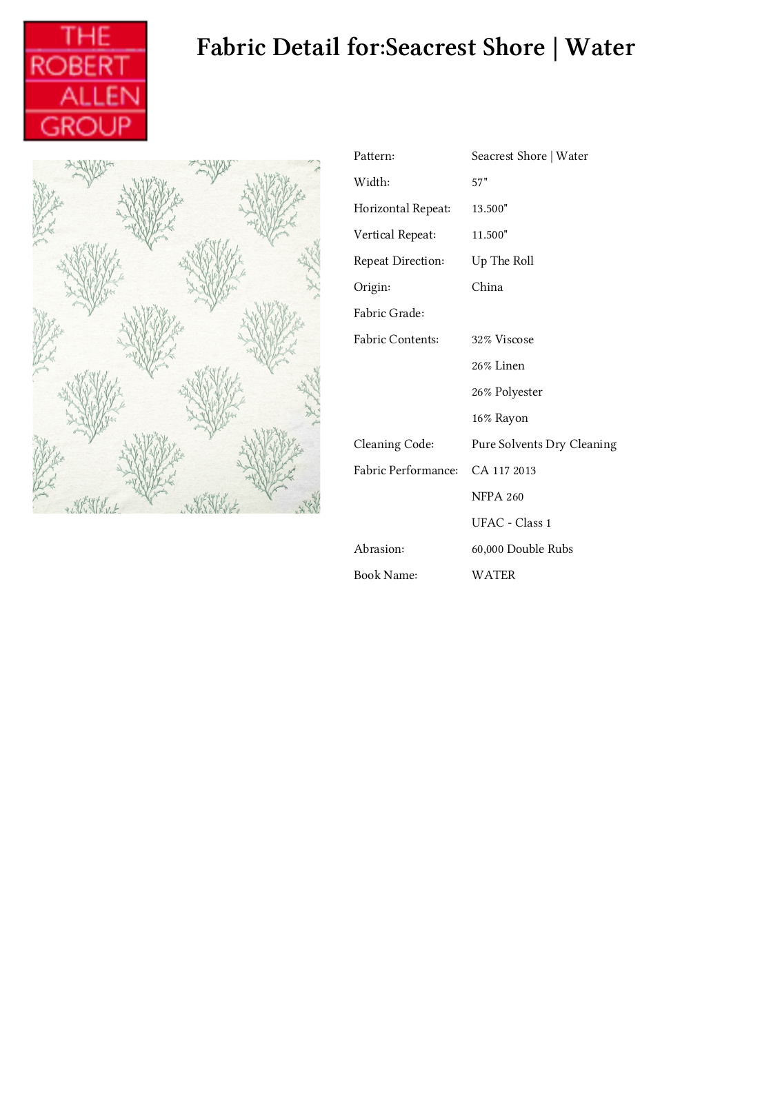 Robert Allen RALF1466 Specifications - ManualMachine.com