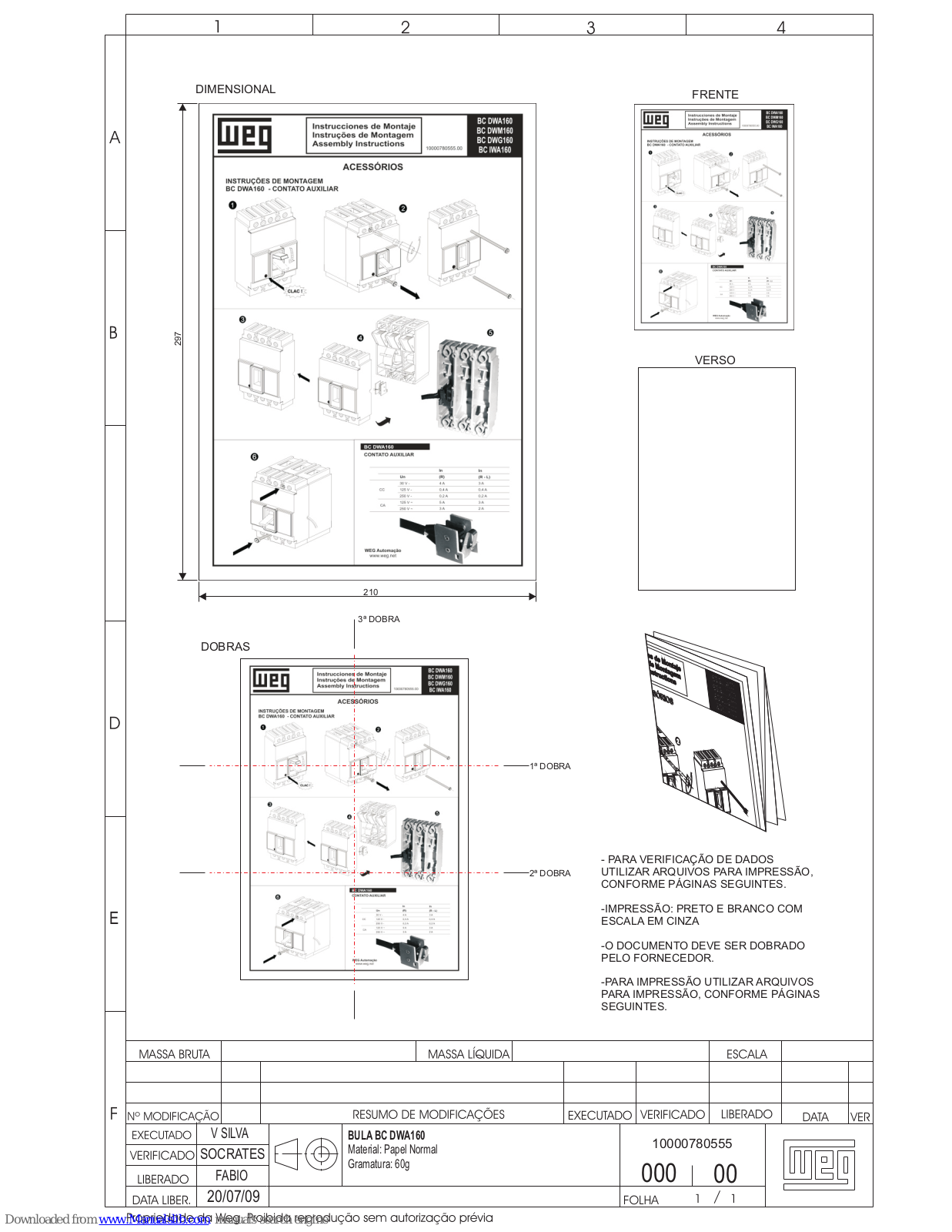 WEG BC DWA160, BC DWM160, BC IWA160, BC DWG160 Assembly Instructions Manual