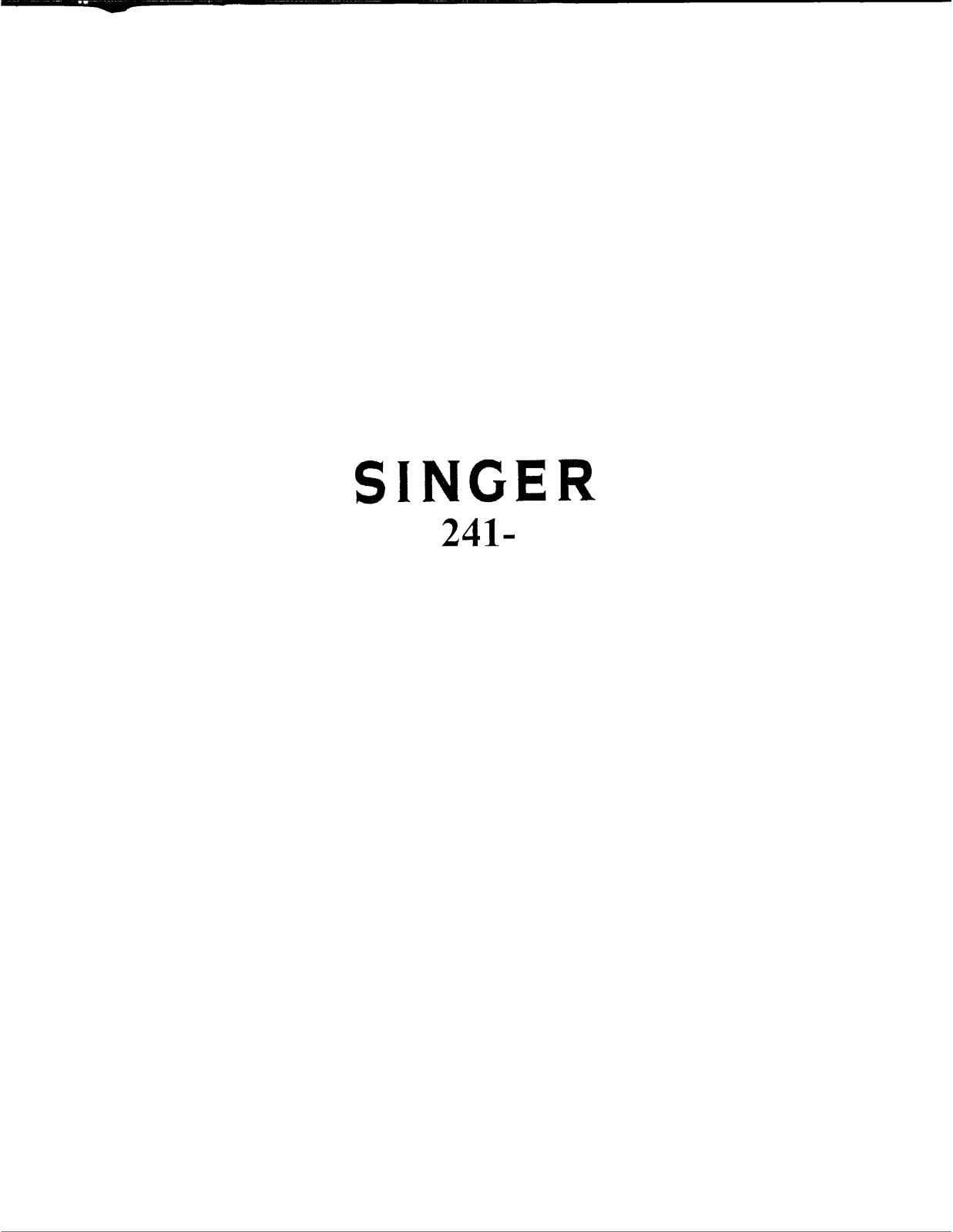 Singer 241 User Manual