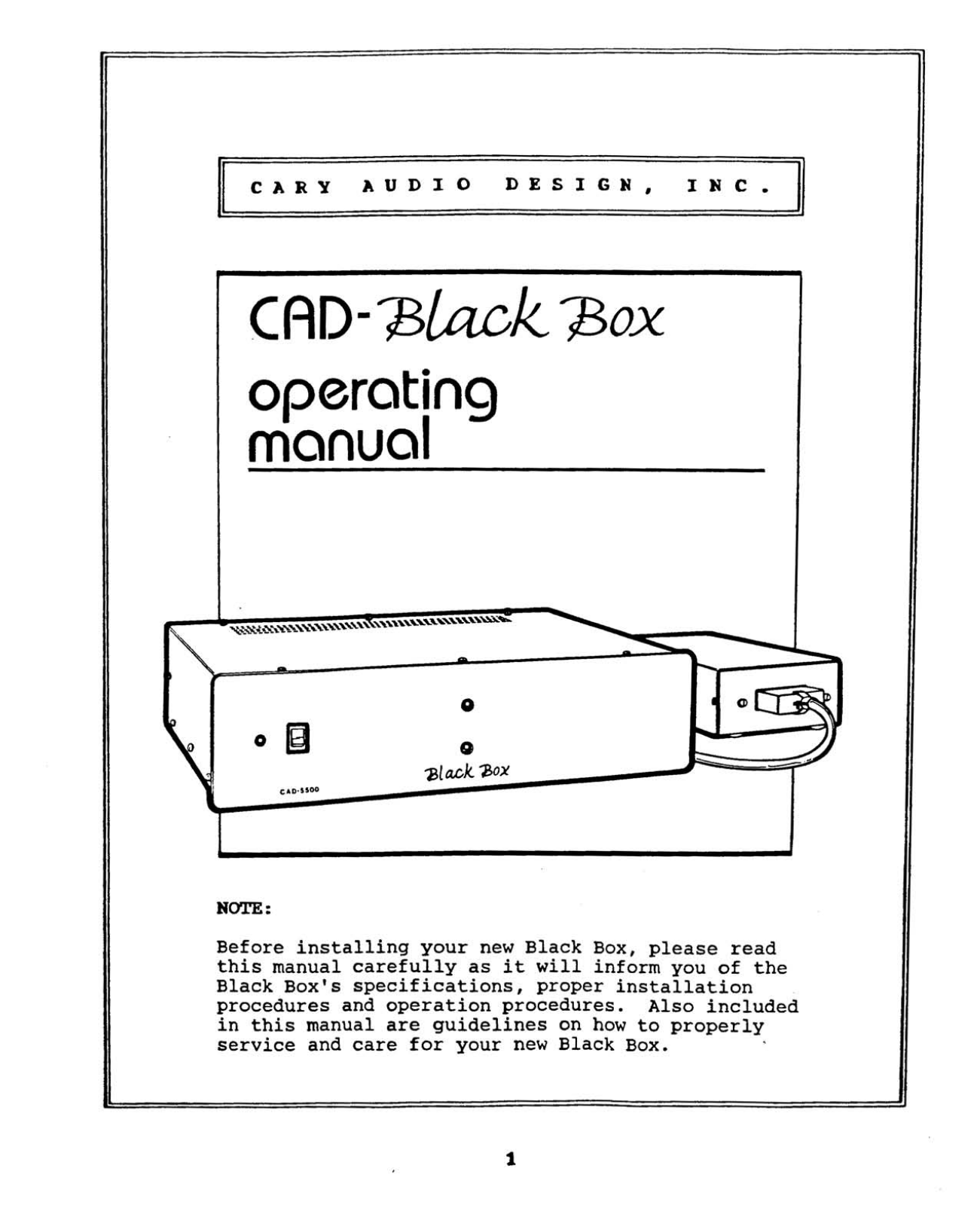 Cary Audio CAD 5500 Black Box Owner's Manual