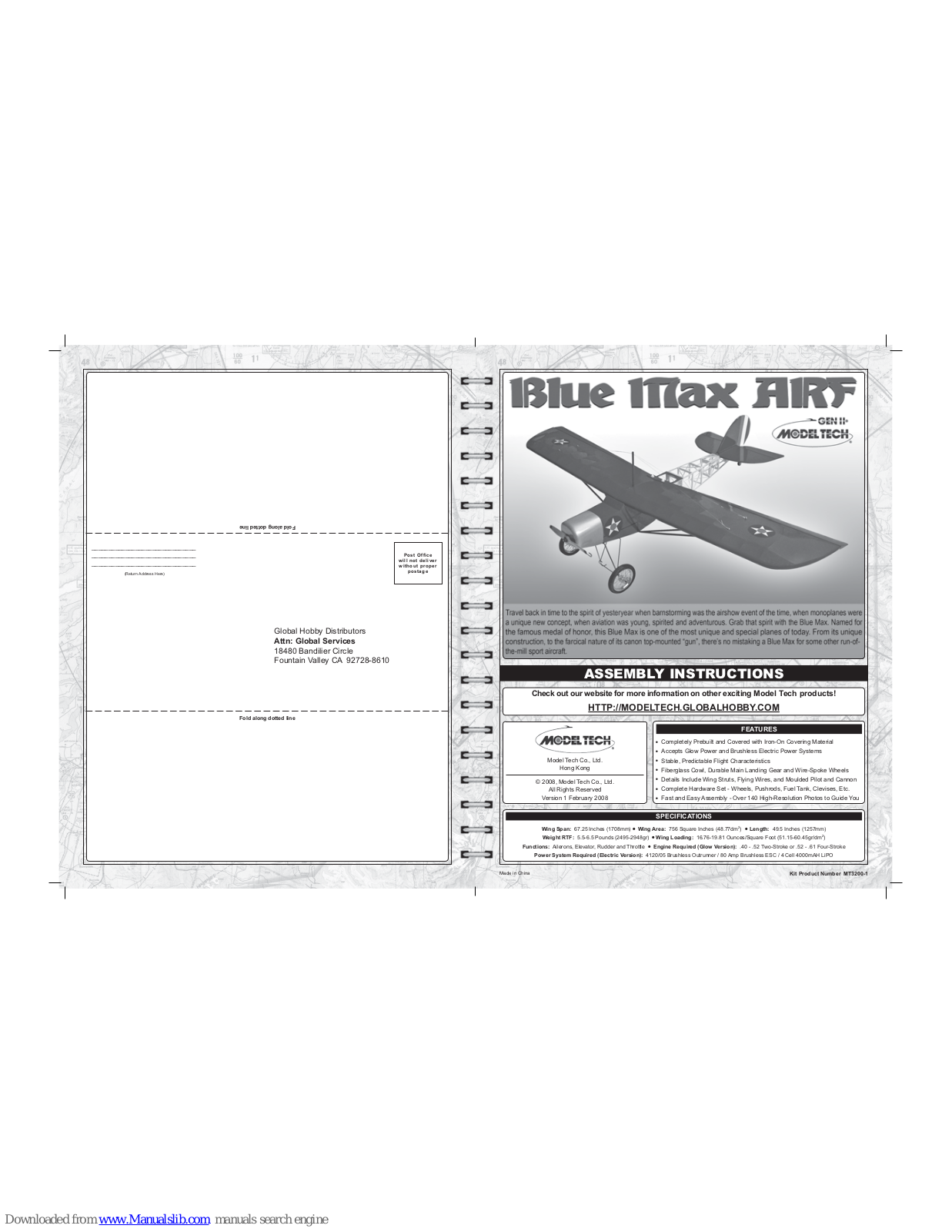Model Tech Blue Max Assembly Instructions Manual - ManualMachine.com