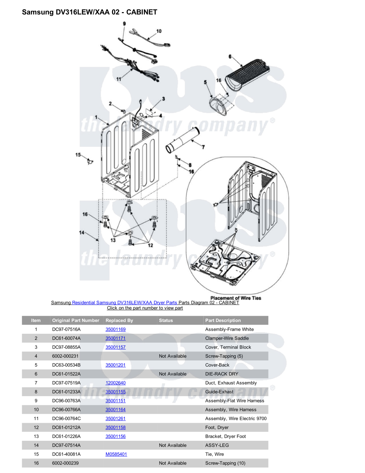 Samsung DV316LEW/XAA Parts Diagram