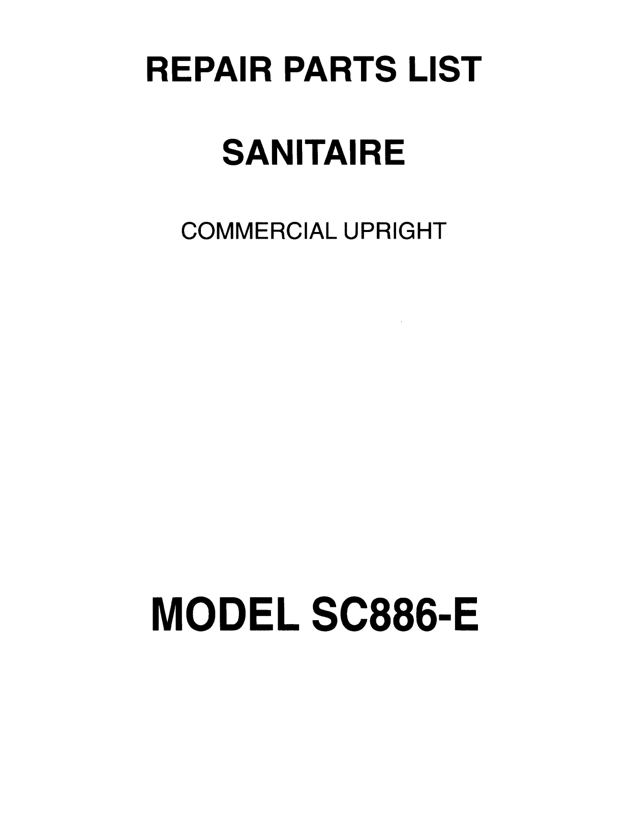 Sanitaire SC886-E User Manual