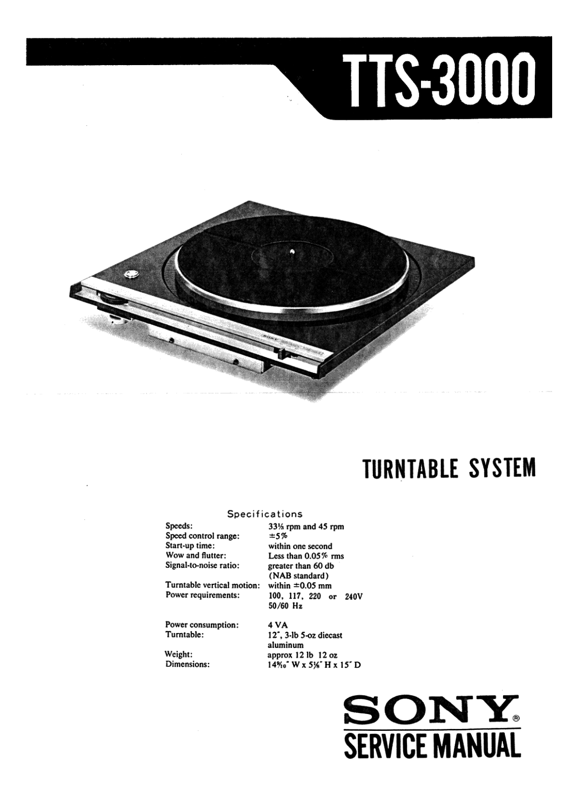 Sony TTS-3000 Service Manual