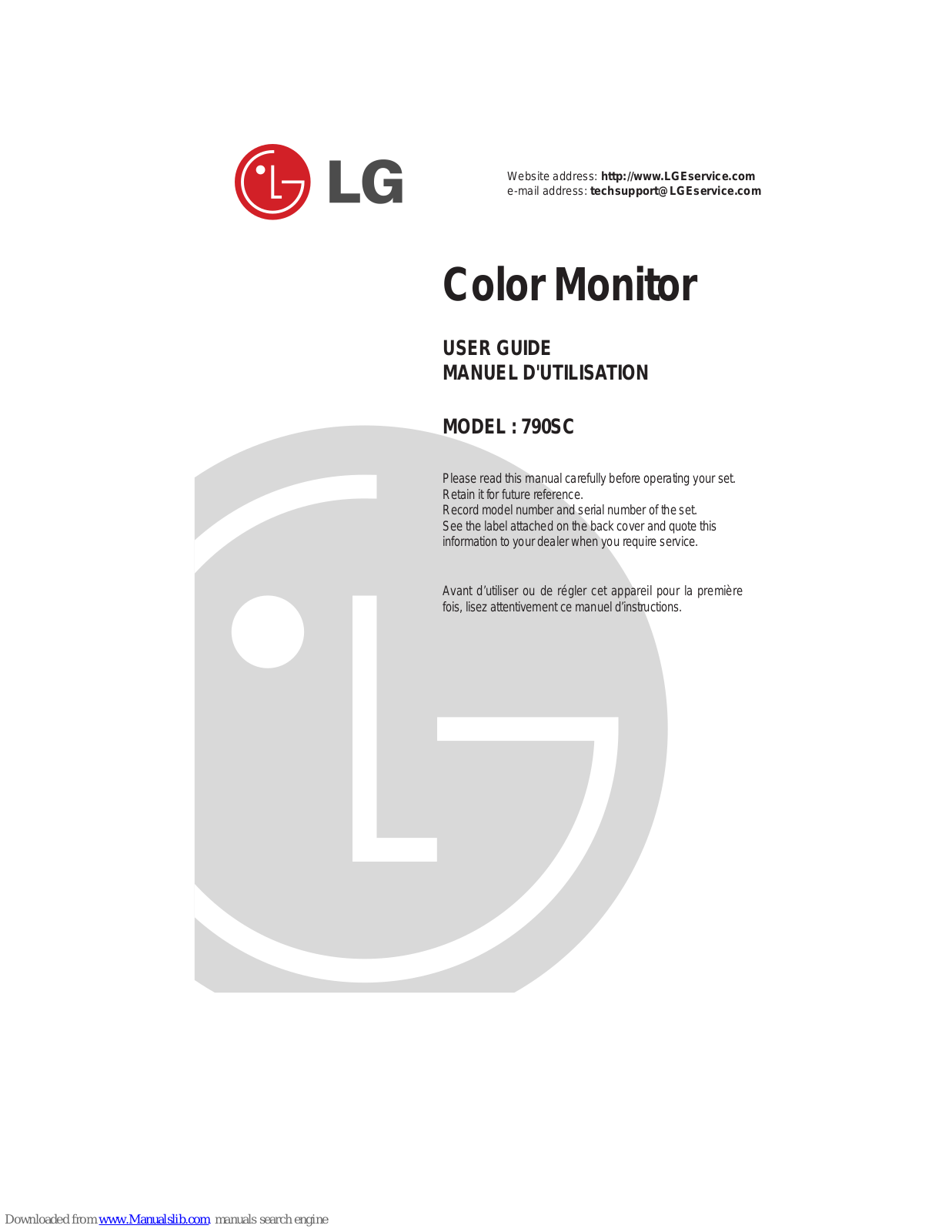 LG 790SC, 795SC User Manual