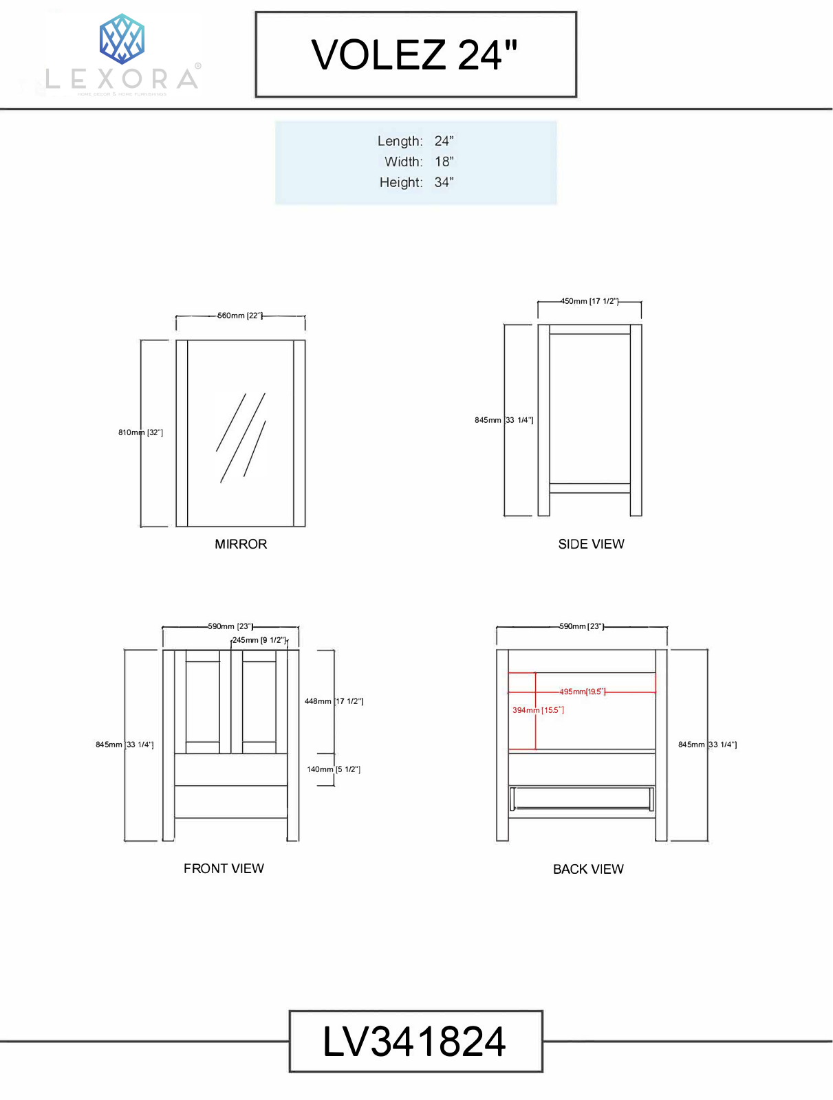 Lexora LV341824SBESM22, LM343360DK00M24, LV341824SAES000, LV341824SAESM22, LM343360DKCS000 Specifications - ManualMachine.com