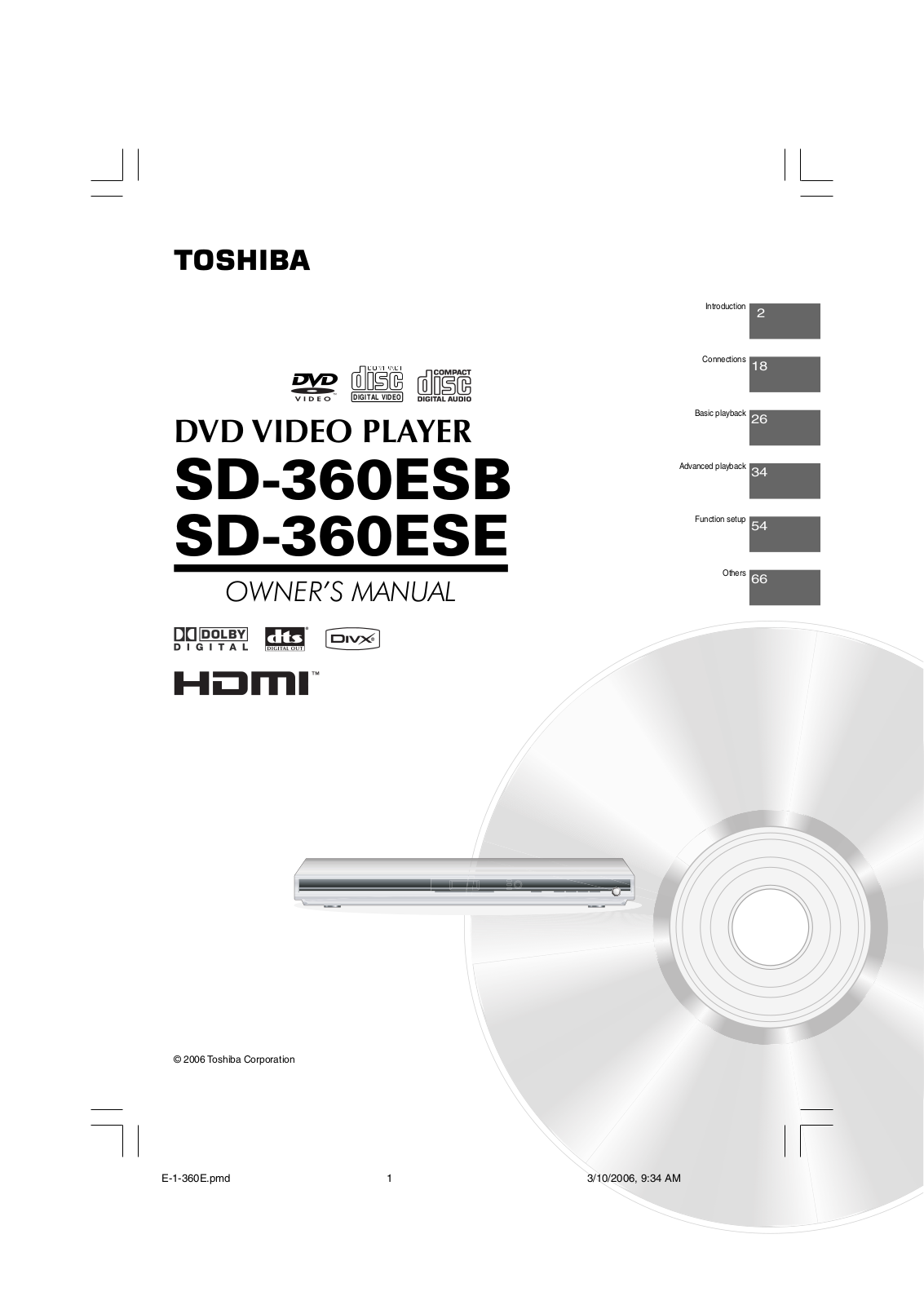 Toshiba SD-360ESE, SD-360ESB Owners Manual