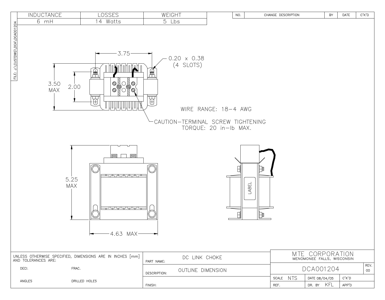 MTE DCA001204 CAD Drawings