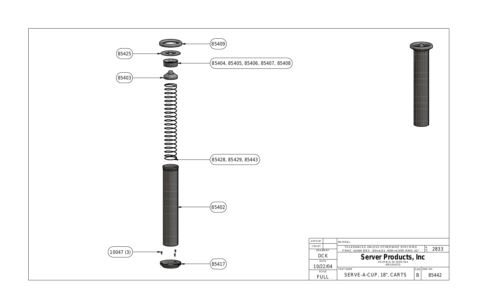 Server Products EC TOP-07360 Parts List