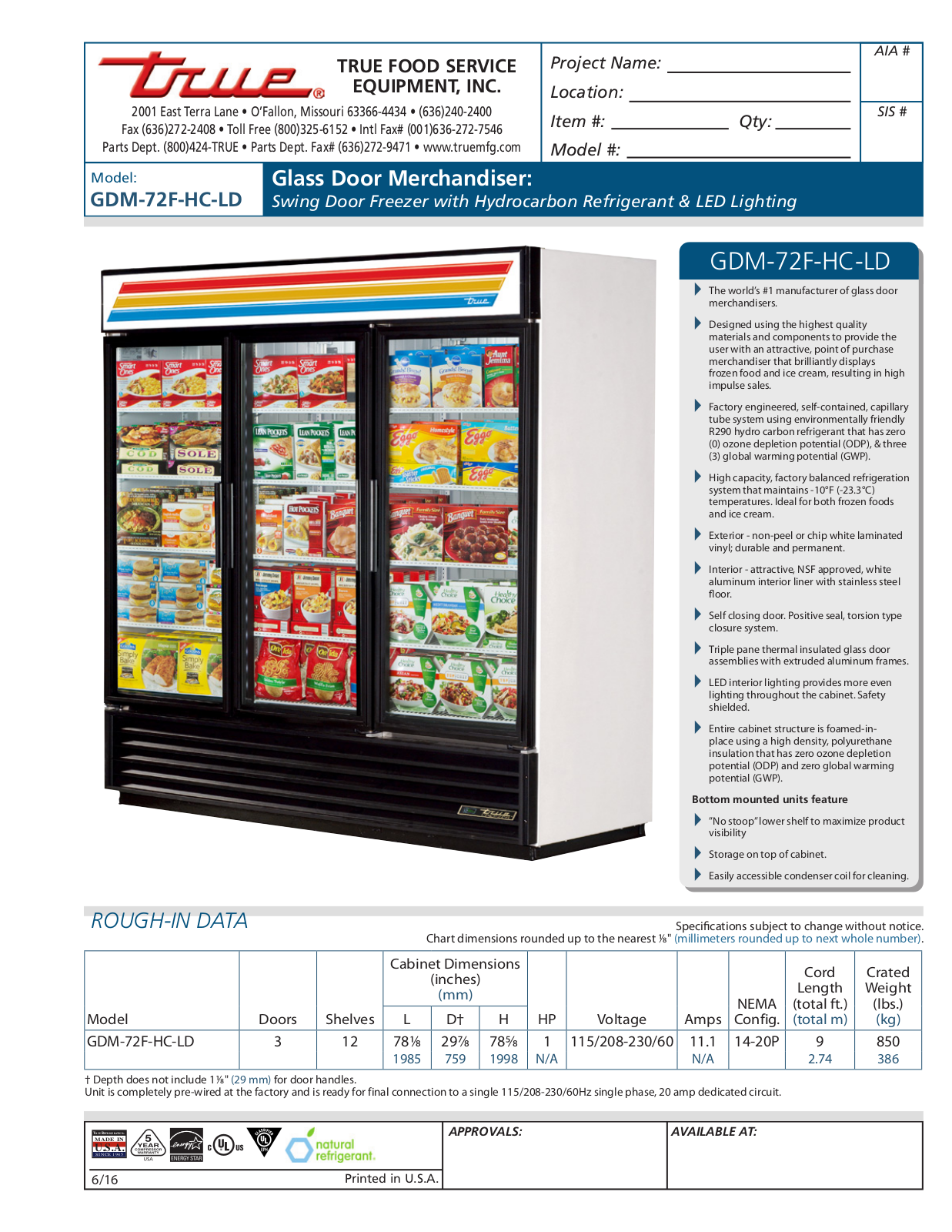 True GDM-72F-HC-LD User Manual