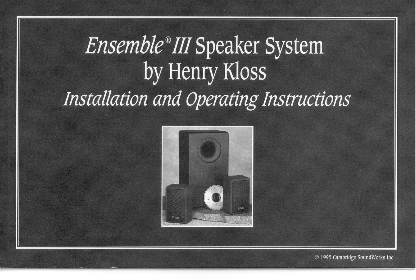 Cambridge Soundworks Ensemble III User Manual
