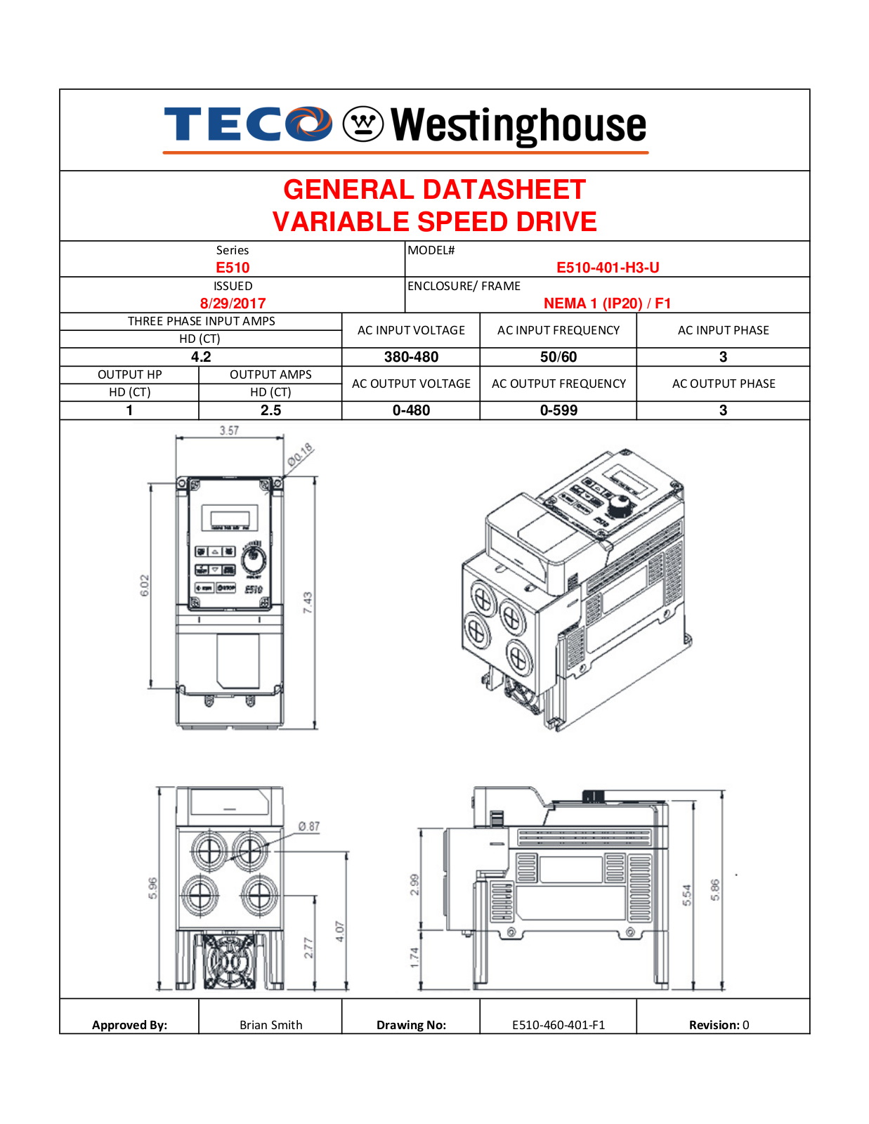 Teco E510-401-H3-U Data Sheet