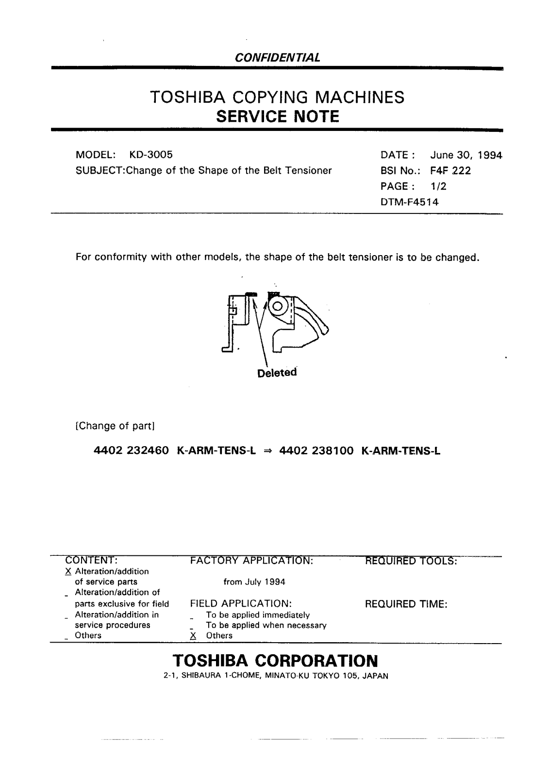 Toshiba f4f222 Service Note