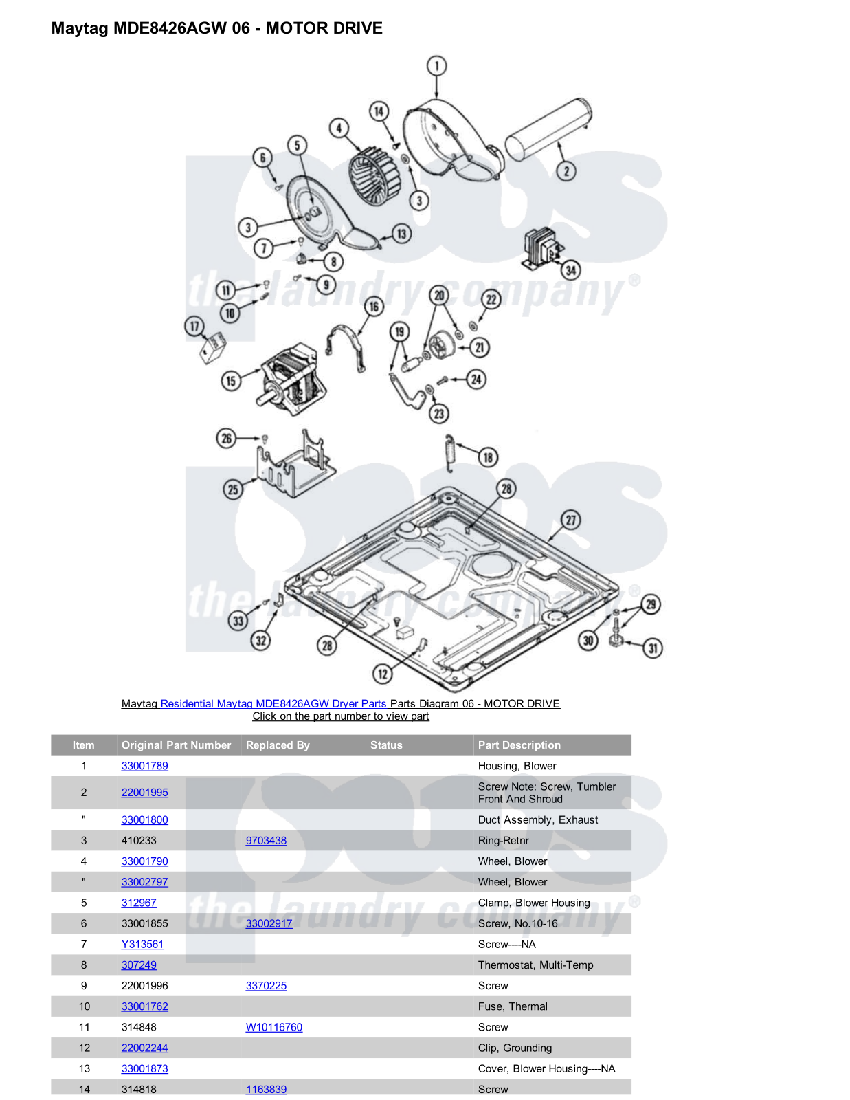 Maytag MDE8426AGW Parts Diagram