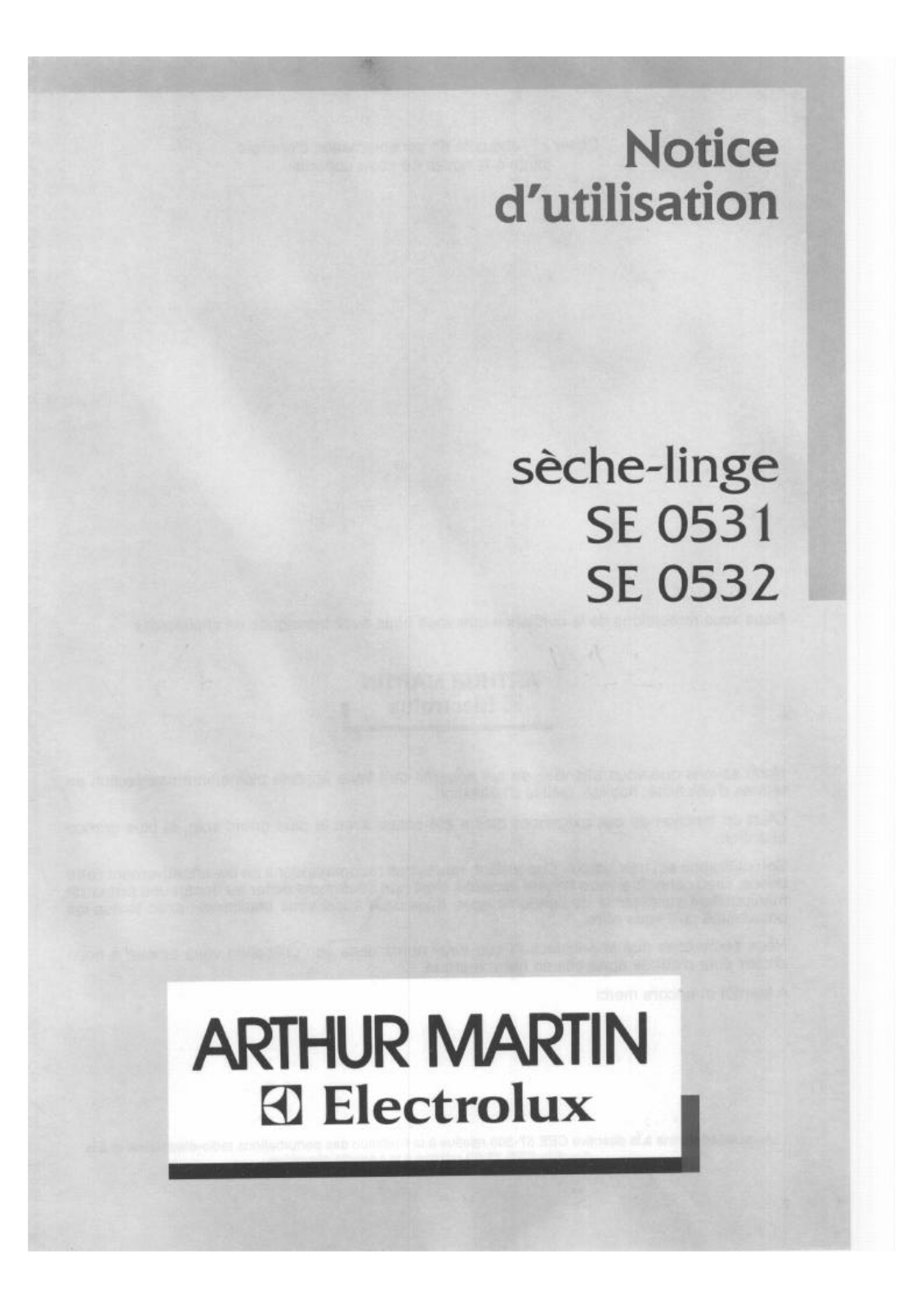 Arthur martin SE0532 User Manual