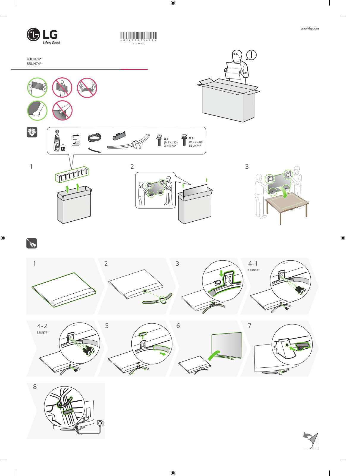 LG 43UN7400PCA, 55UN7400PCA Quick Setup Guide