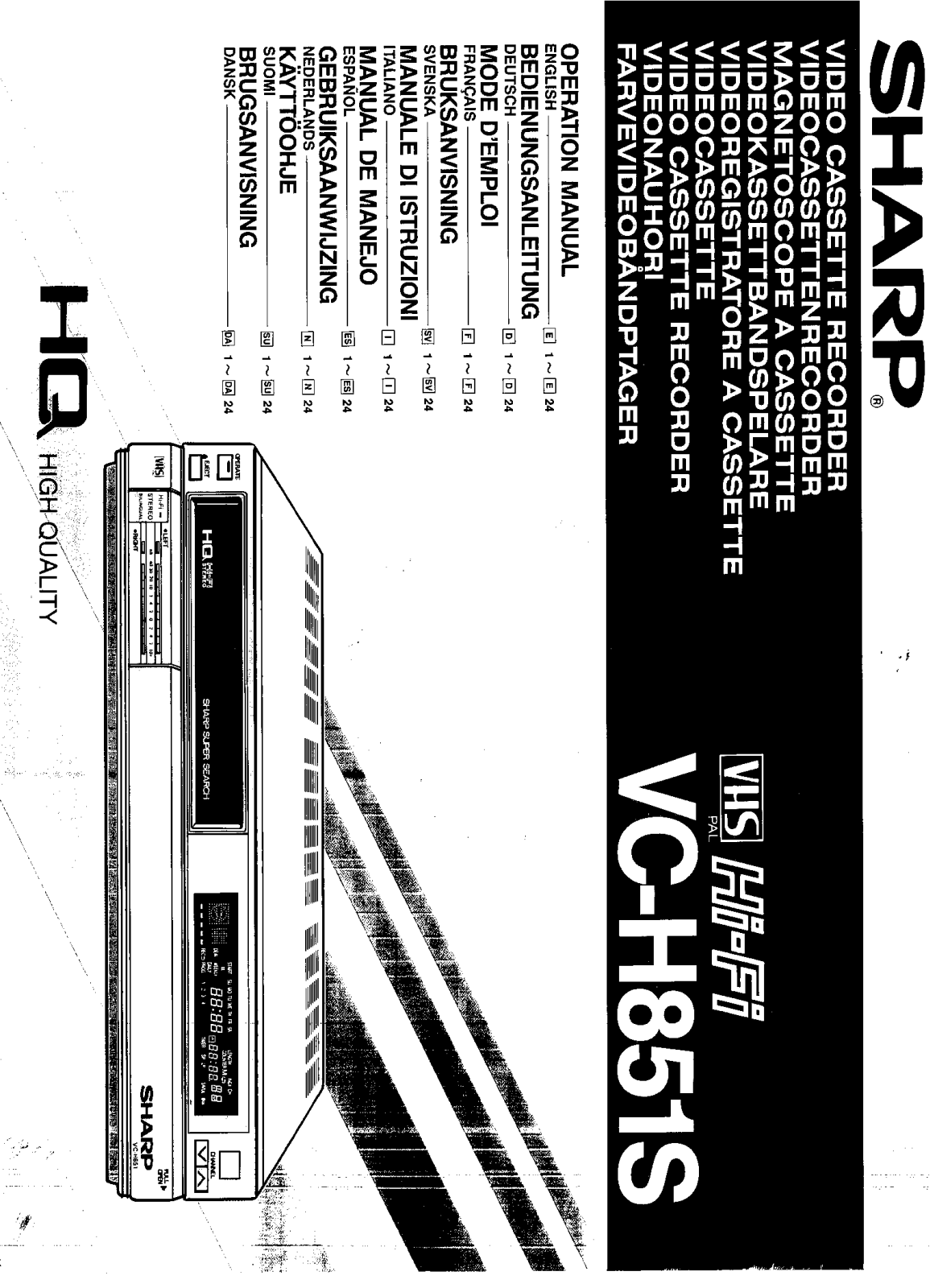 Sharp VC-H851S Operating Manual