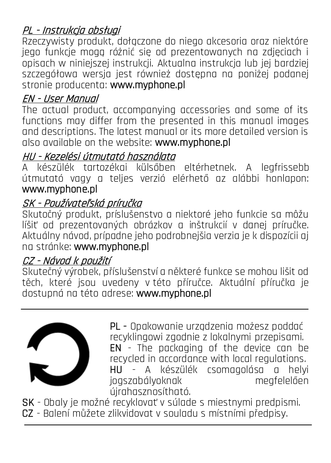 myPhone HALO S Operating Instructions