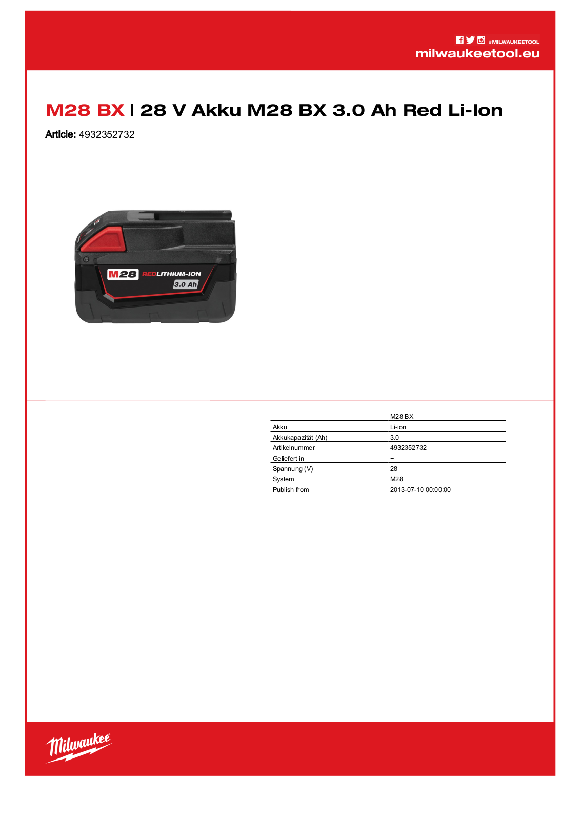 Milwaukee M28 BX User Manual