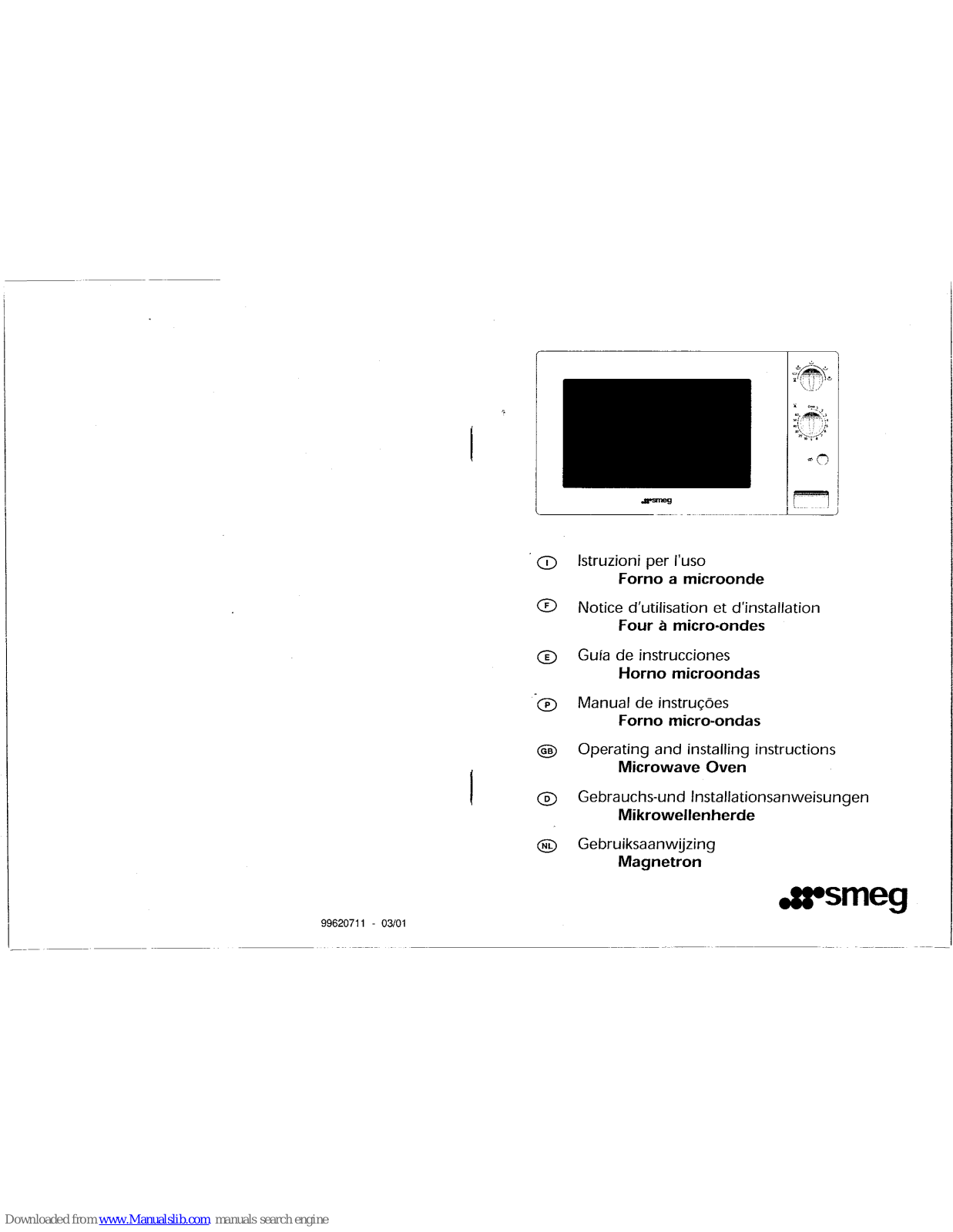 Smeg Microwave Oven FM24, FM24EB Operating And Installation Instructions