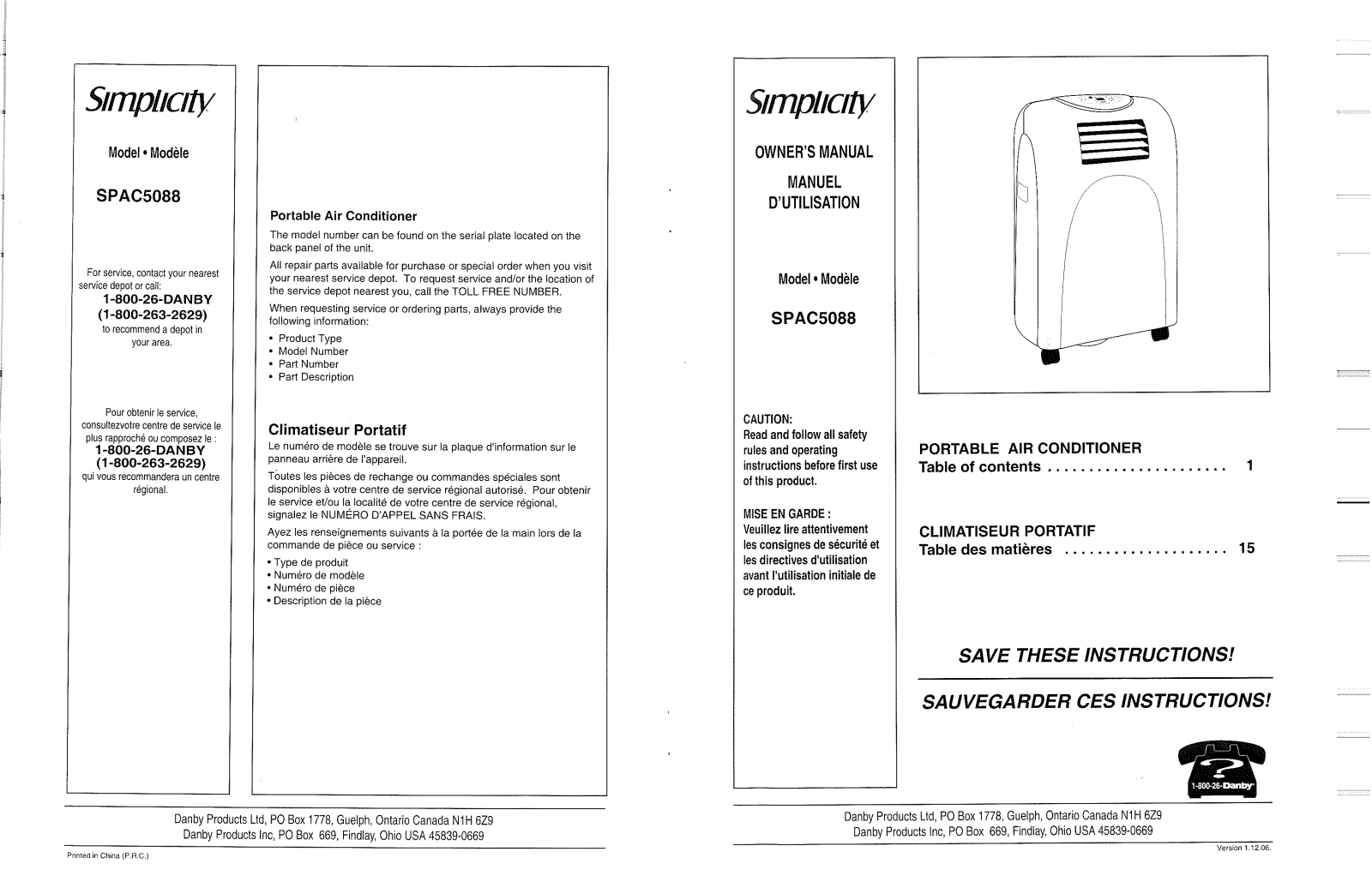 Danby SPAC5088 User Manual