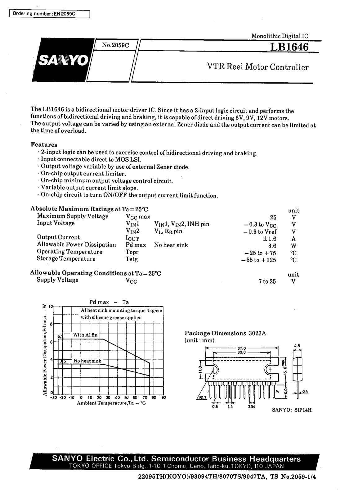 SANYO LB1646 Datasheet