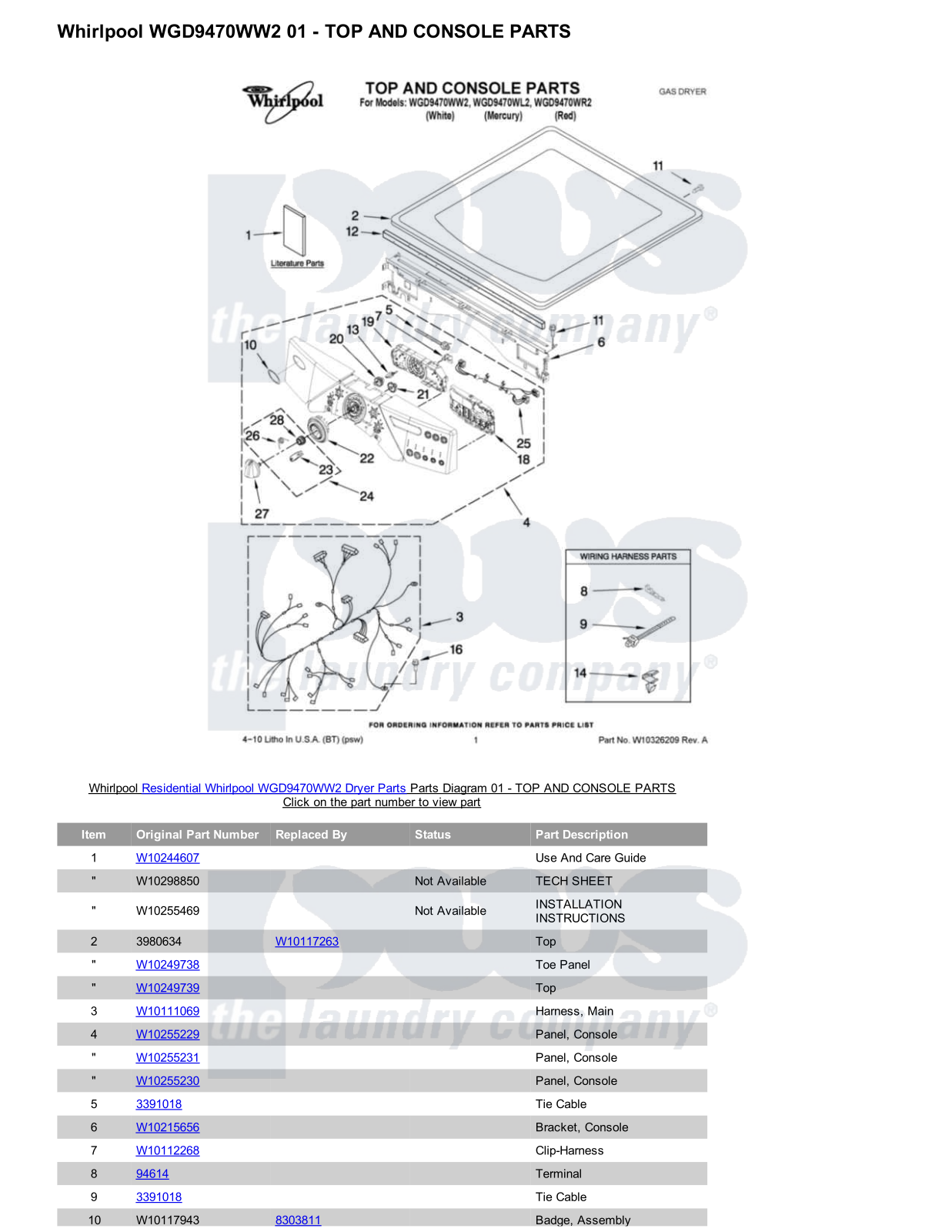 Whirlpool WGD9470WW2 Parts Diagram