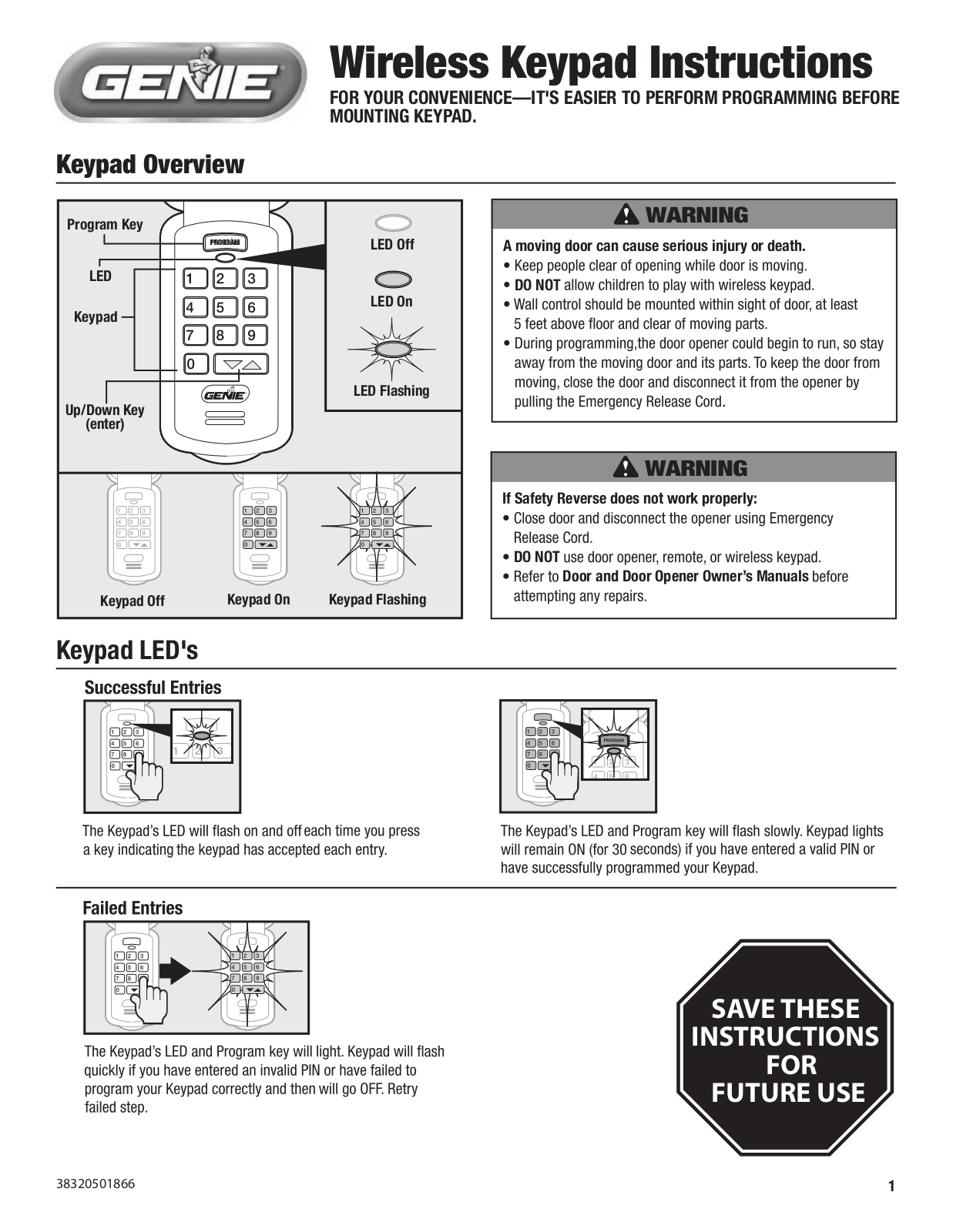 The Genie a Division of Overhead Door 315390KP User Manual