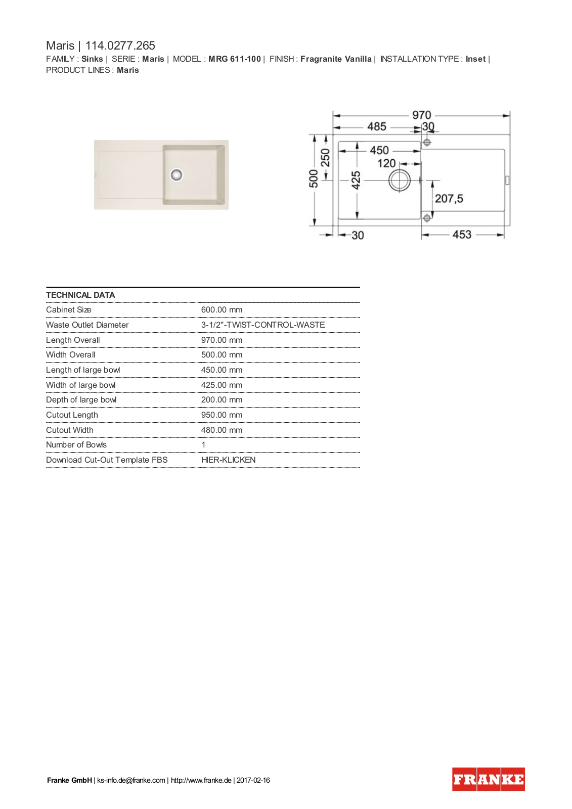 Franke 114.0277.265 Service Manual