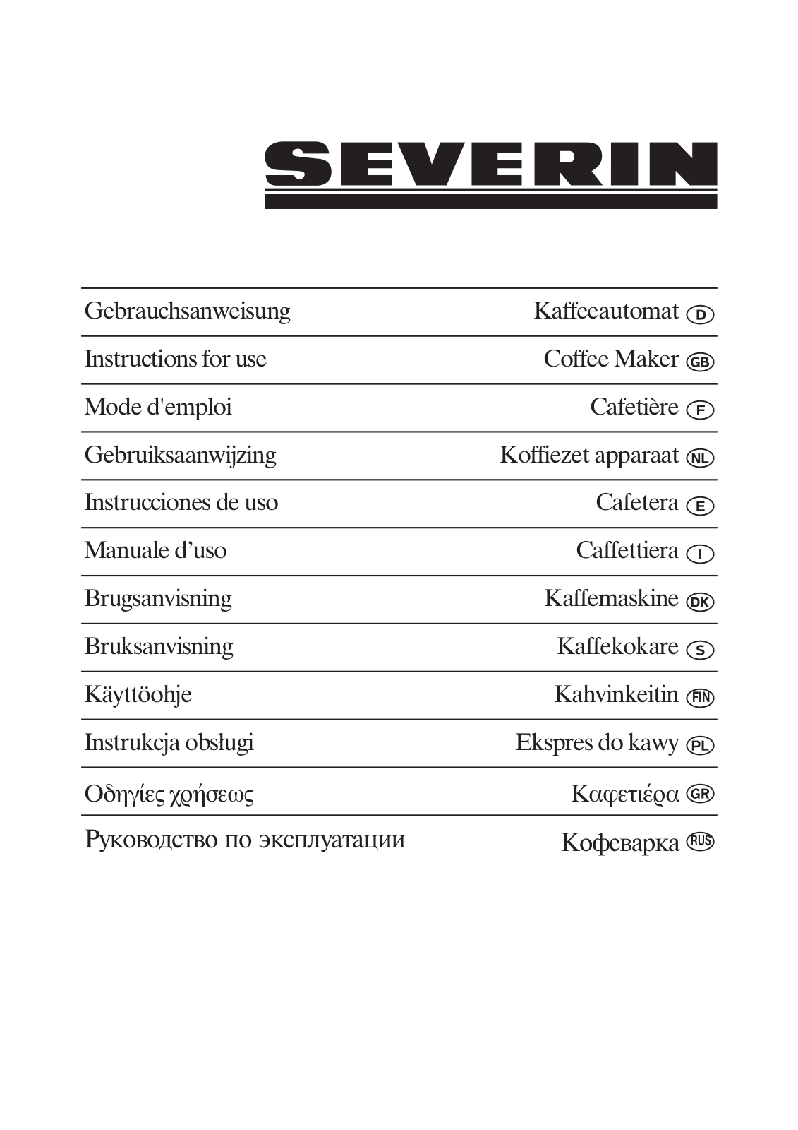 Severin KA 4042, KA 4049, KA 4041 User Manual