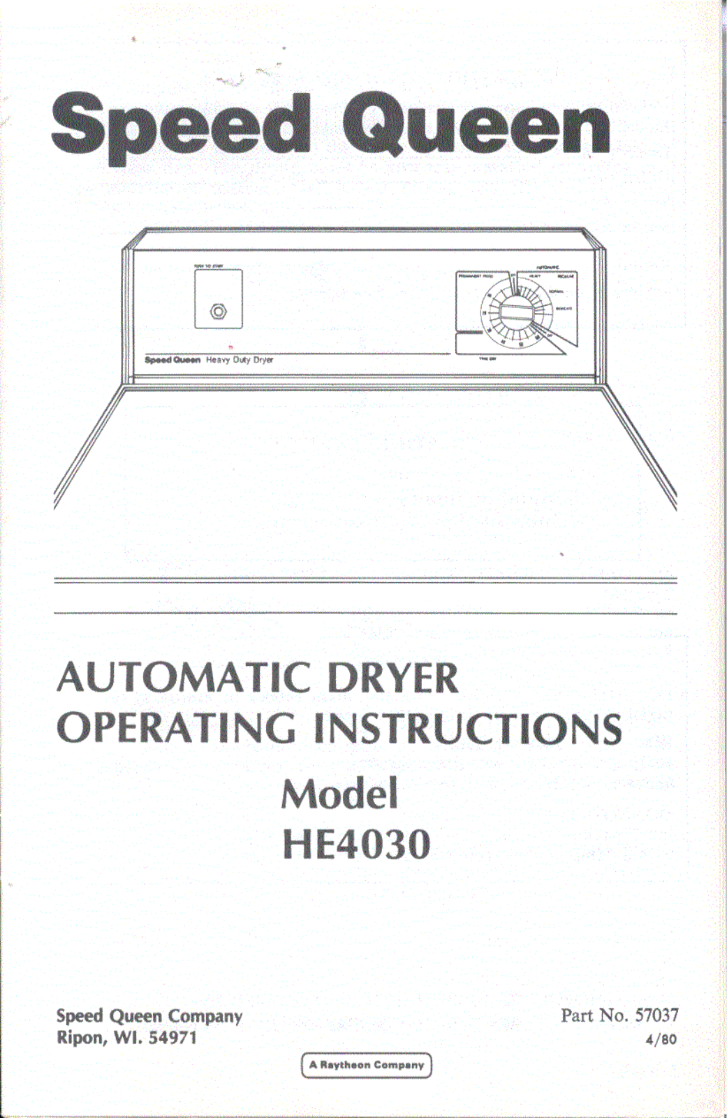 Speed Queen HE4030 User Manual