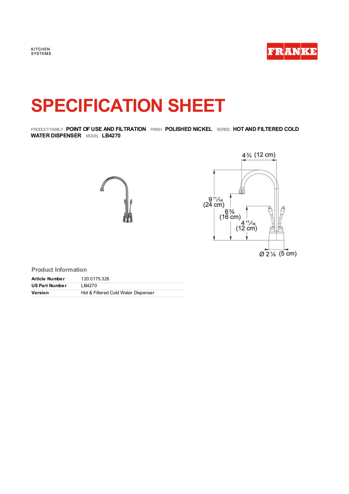 Franke Foodservice LB4270 User Manual