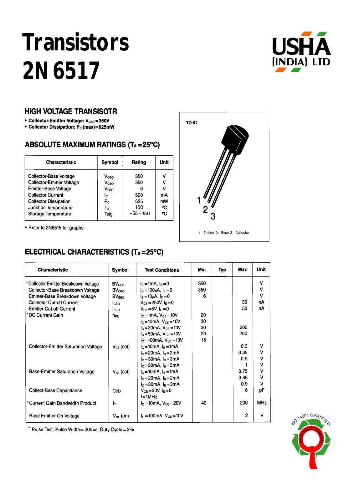 USHA 2N6517 Datasheet