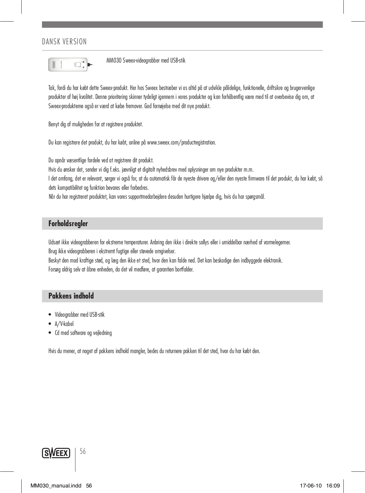Sweex MM030 User Manual