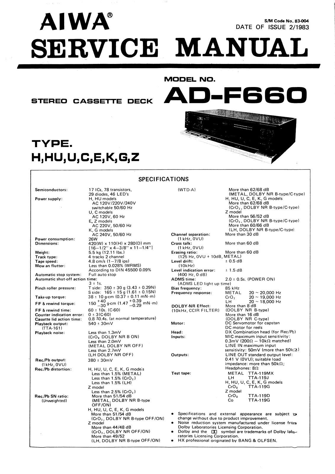 Aiwa ADF-660 Service manual