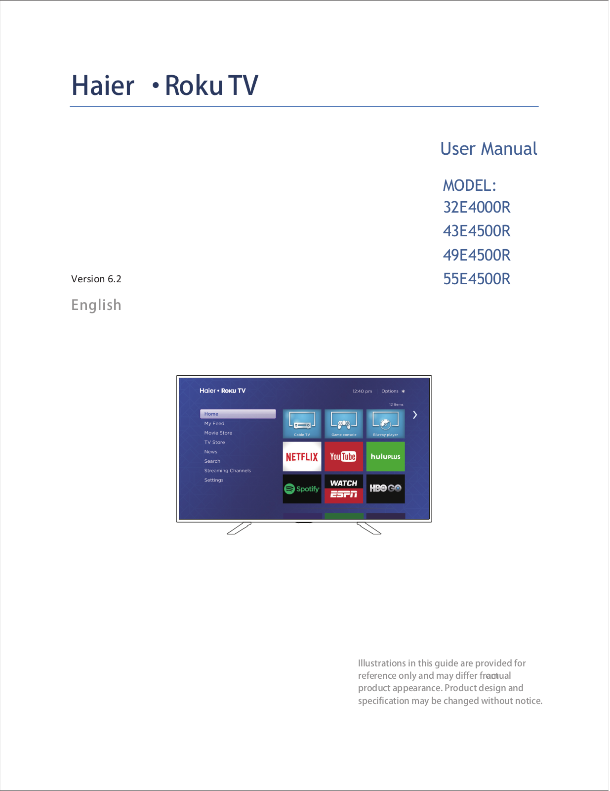 Haier 43E4500R, 49E4500R, 55E4500R User Manual