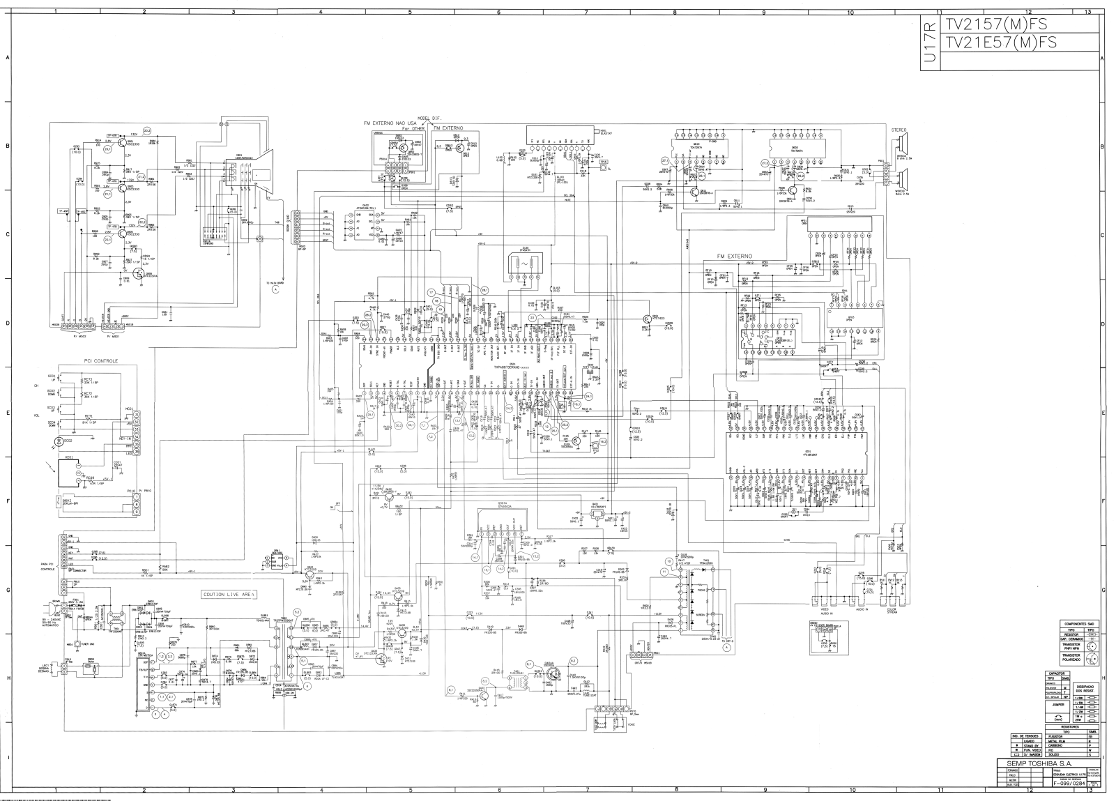 Toshiba TV2157(M)FS Schematic