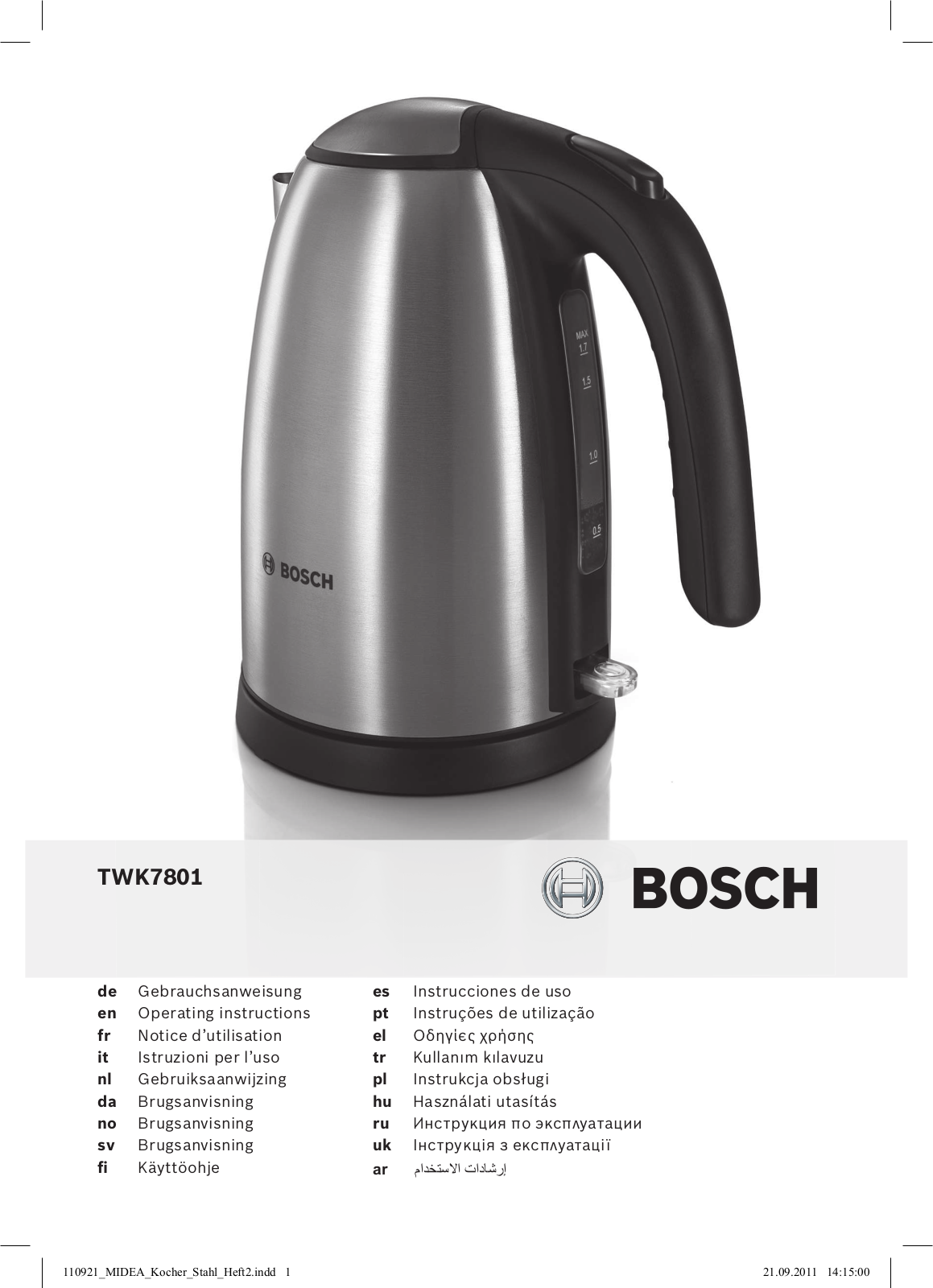 Bosch TWK7801 User Manual