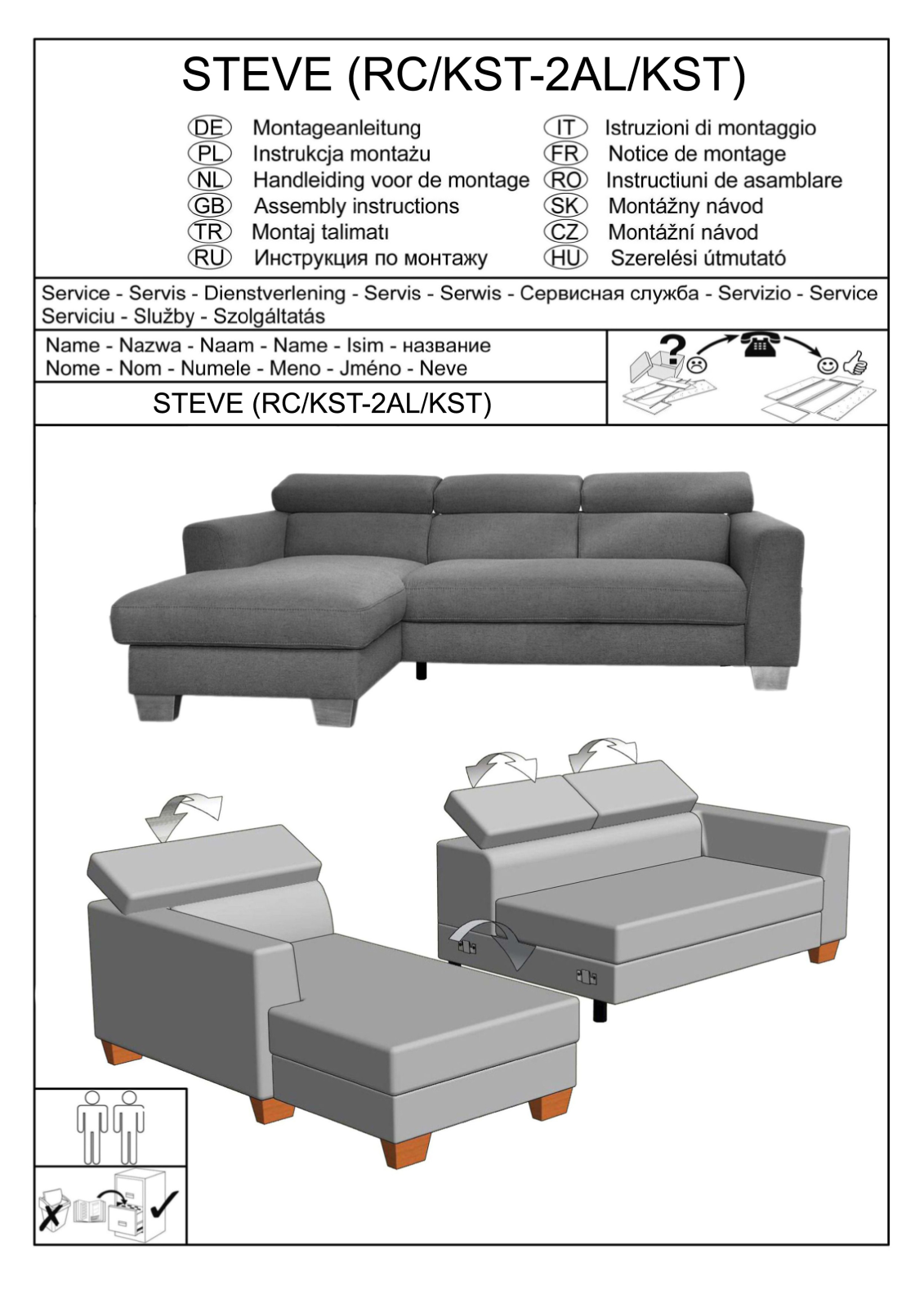 Home affaire Steve Luxus Assembly instructions