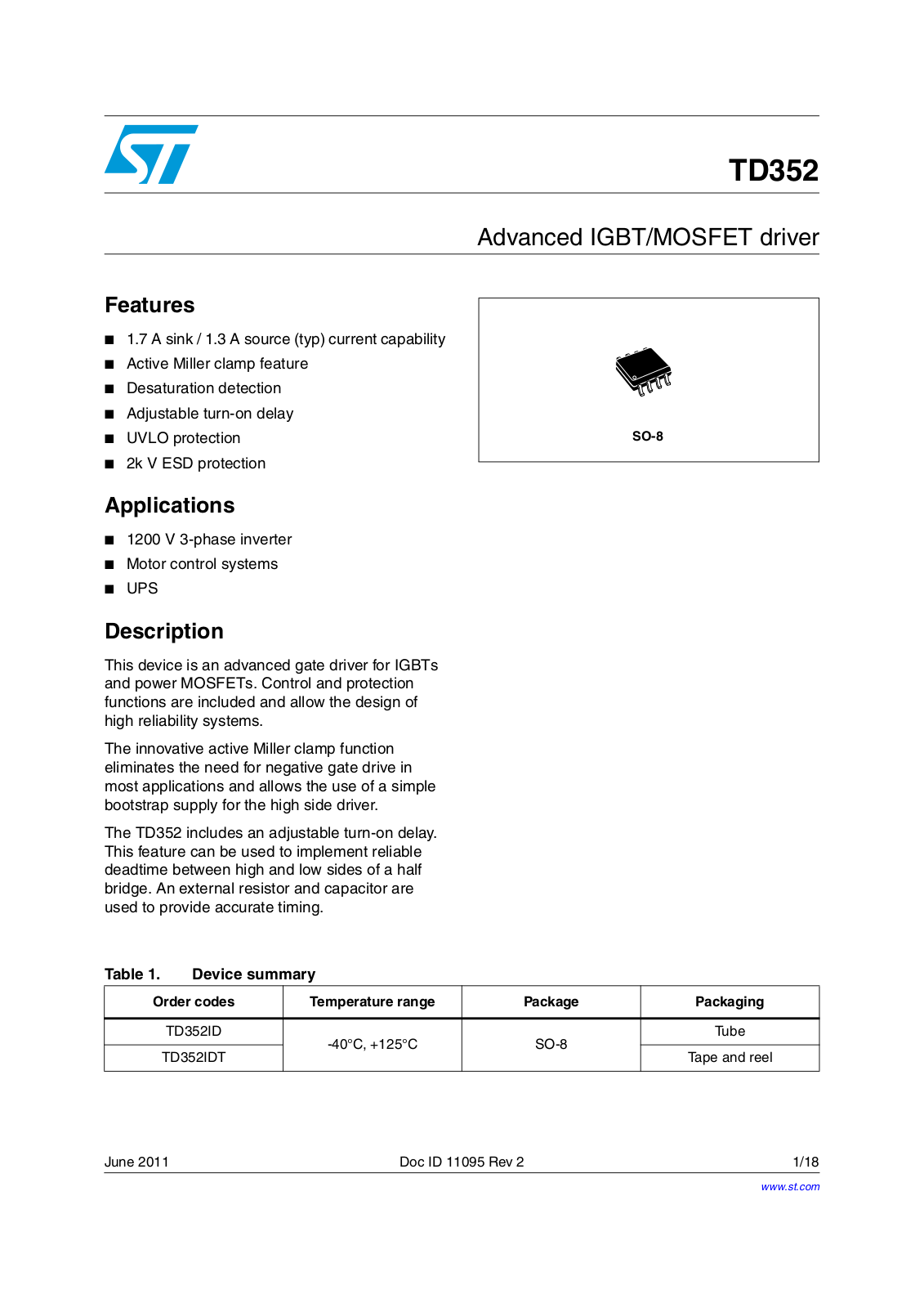 ST TD352 User Manual