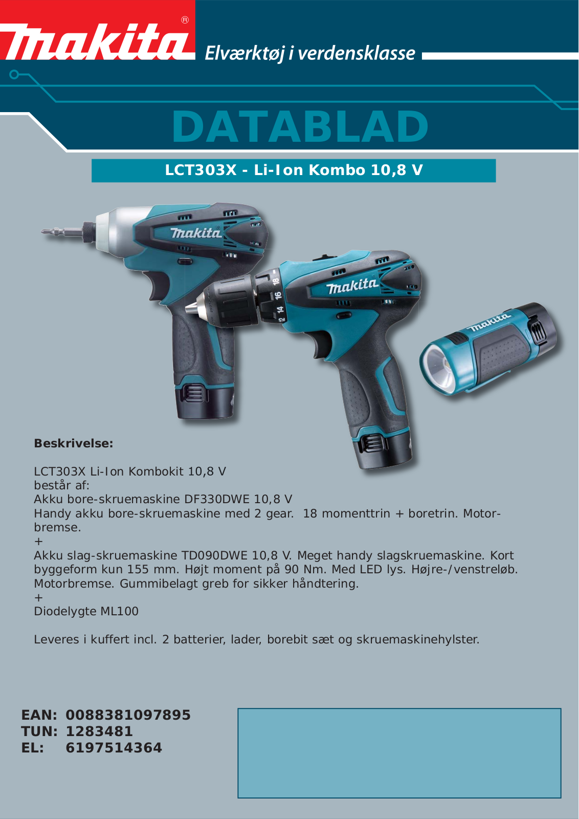 Makita LCT303X DATASHEET