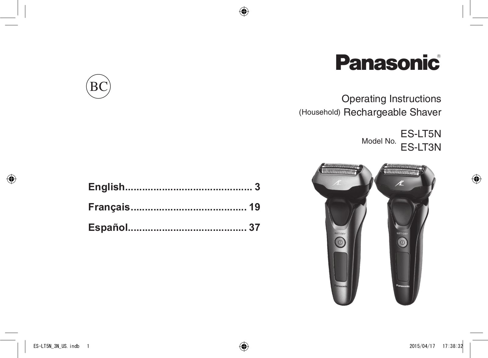 Panasonic ES-LT3N, ES-LT5N Operating Instruction