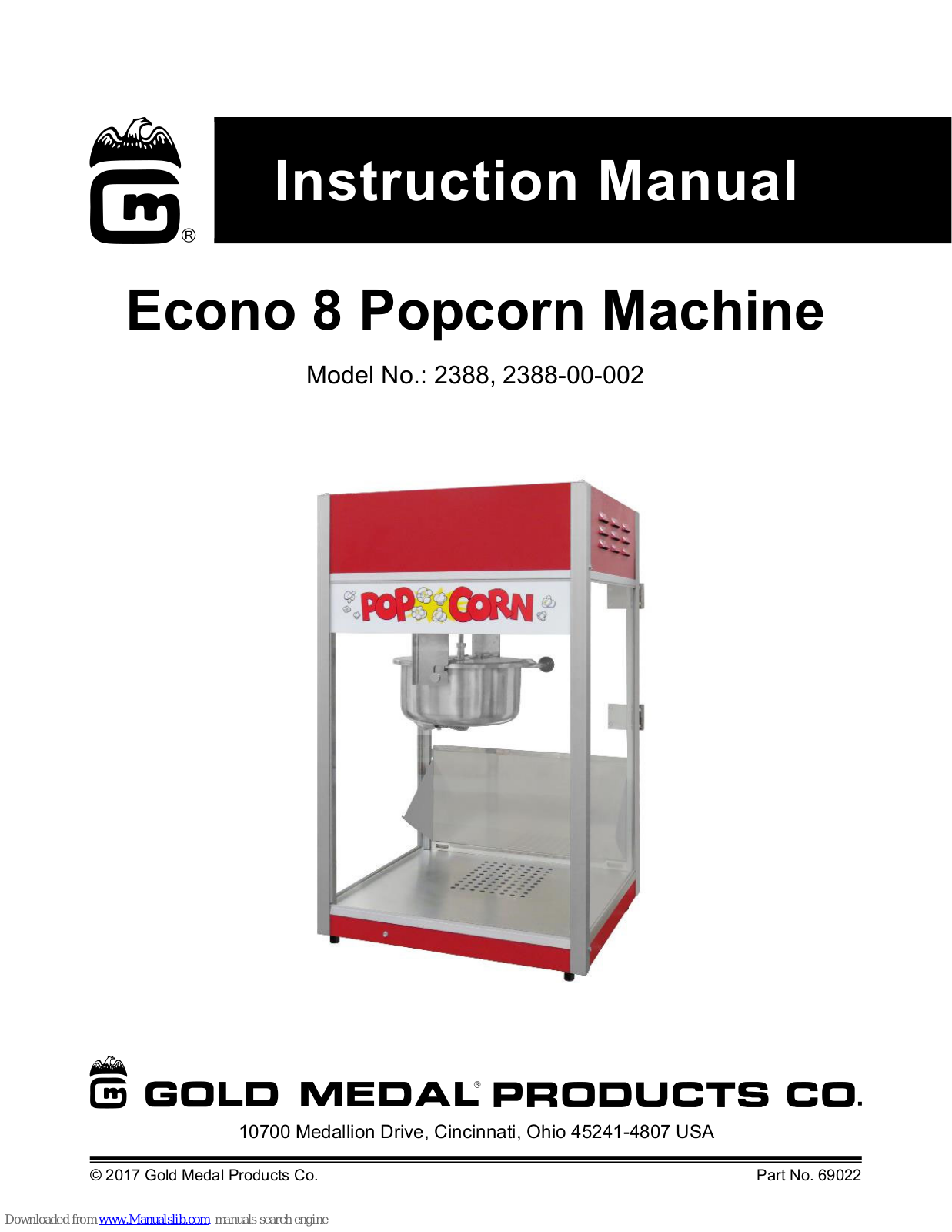 Gold Medal Econo 8 2388, Econo 8 2388-00-002 Instruction Manual