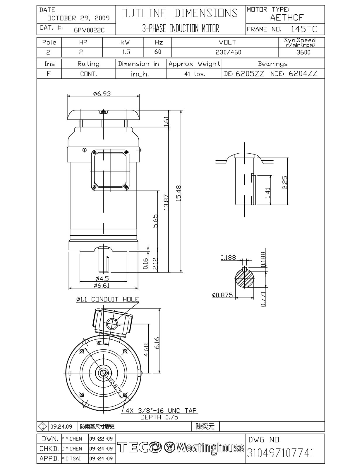 Datasheet GPV0022C Reference Drawing (Teco) - ManualMachine.com