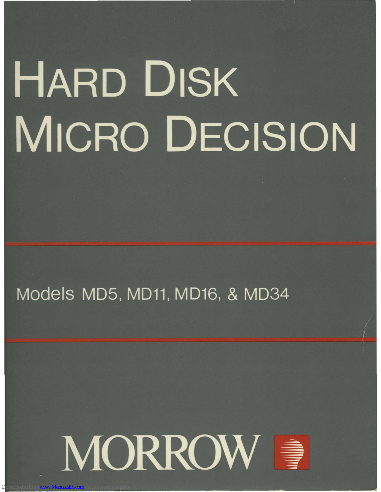 Morrow Micro Decision MD5, Micro Decision MD11, Micro Decision MD34 User Manual