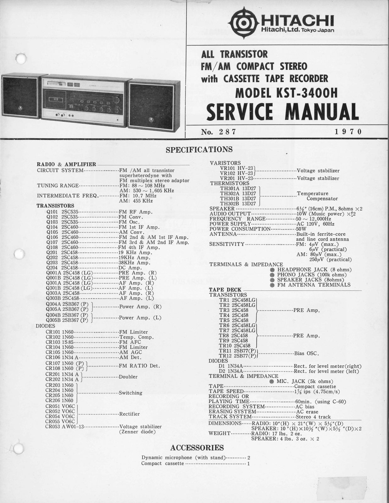 Hitachi KST-3400-H Service Manual