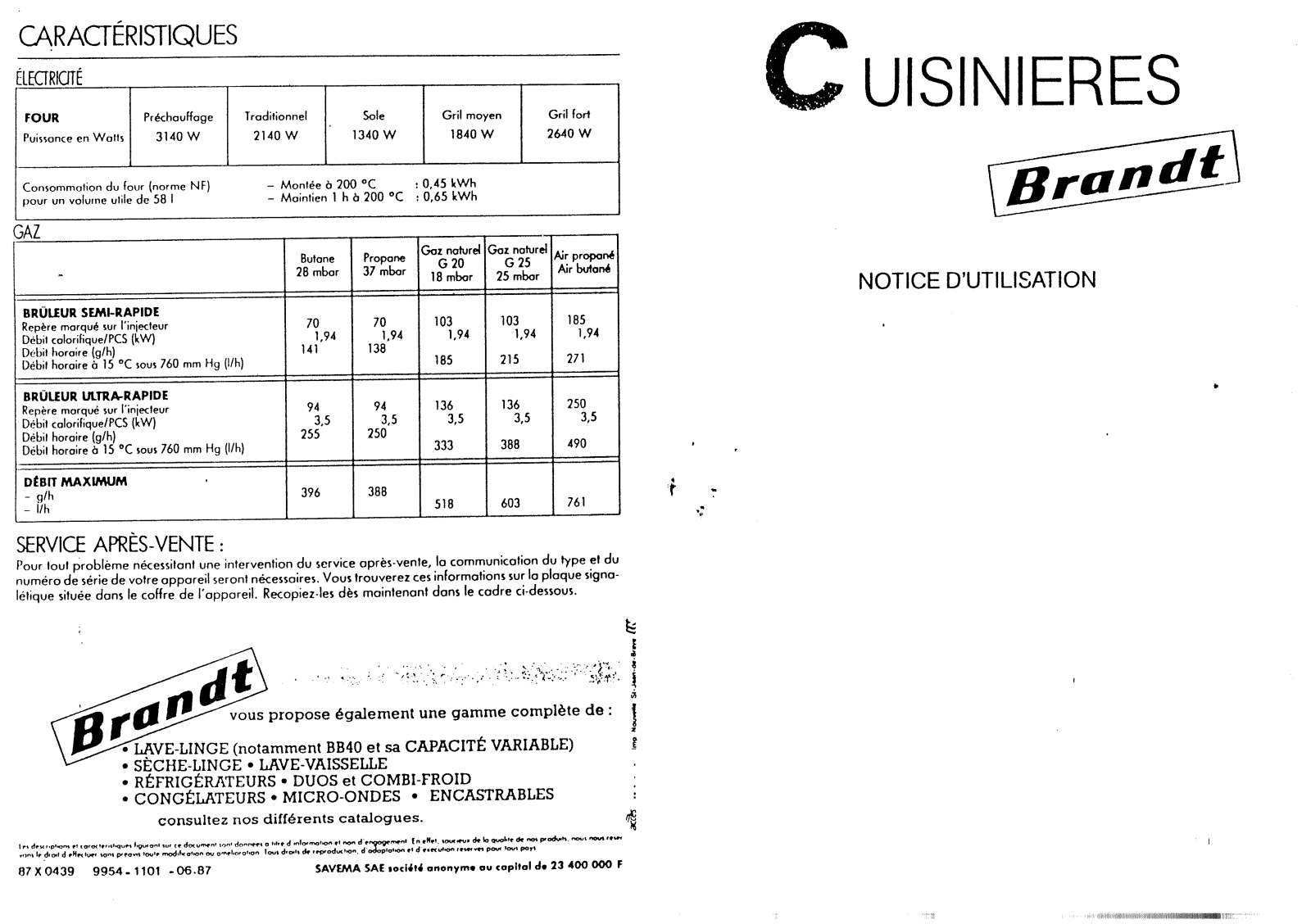 BRANDT D624N, D624 User Manual