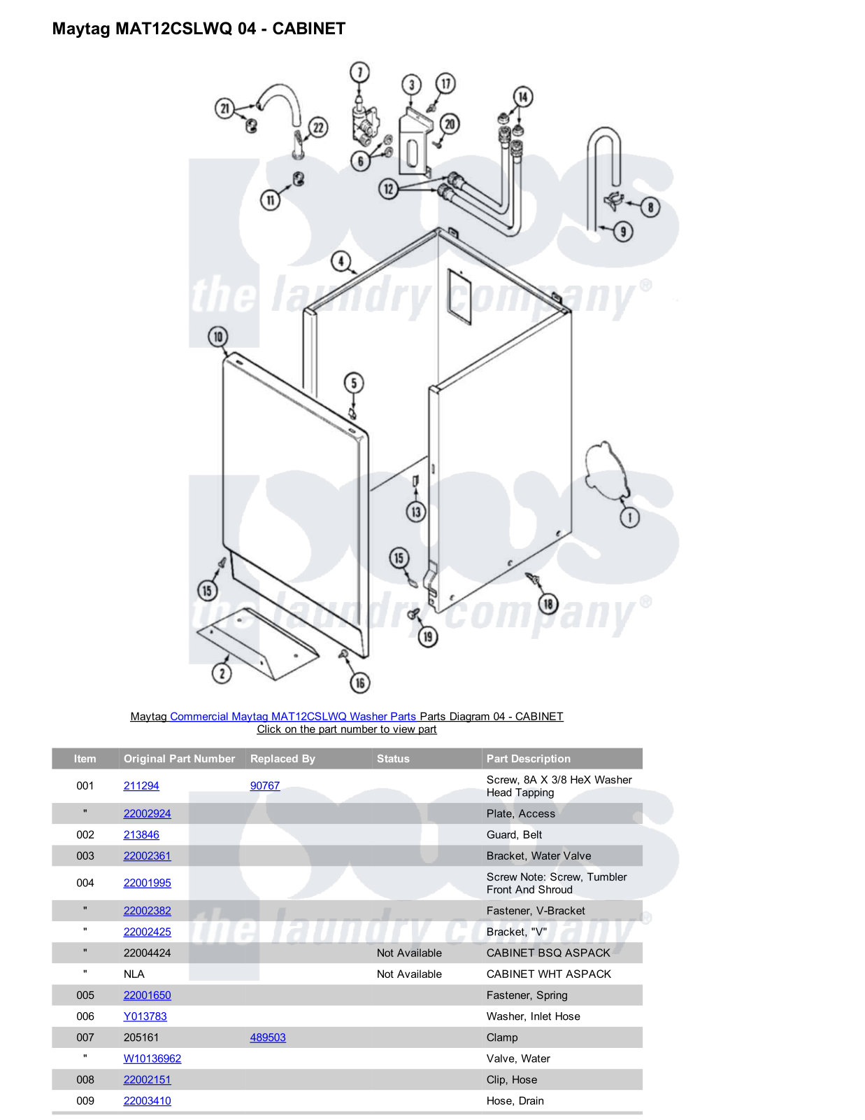 Maytag MAT12CSLWQ Parts Diagram