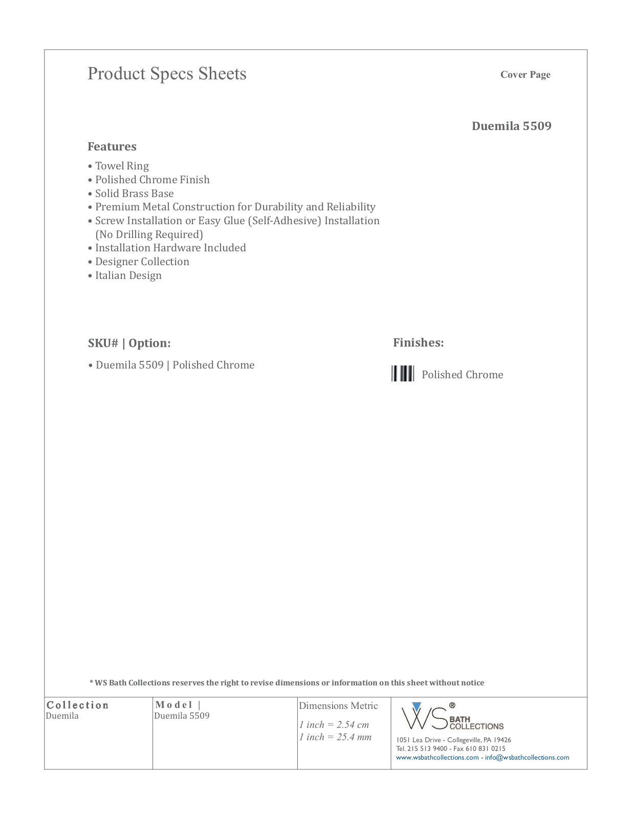 WS Bath Collections WSO1206 Specifications - ManualMachine.com
