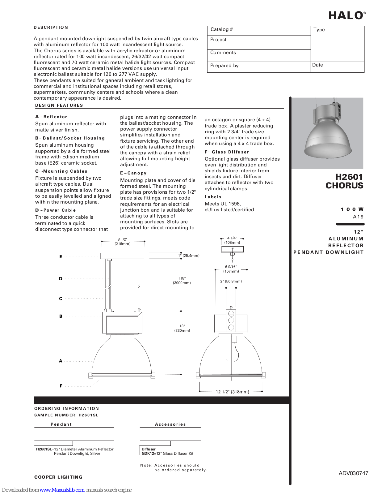 Halo H2601 Chorus Specification - ManualMachine.com